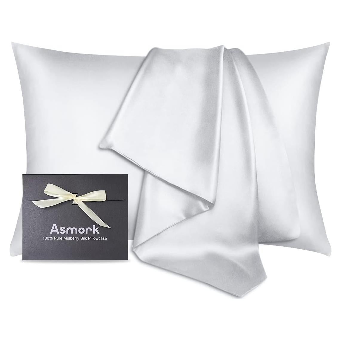 Funda de Almohada de Seda 100% Morera Asmork Estándar 50x76 cm