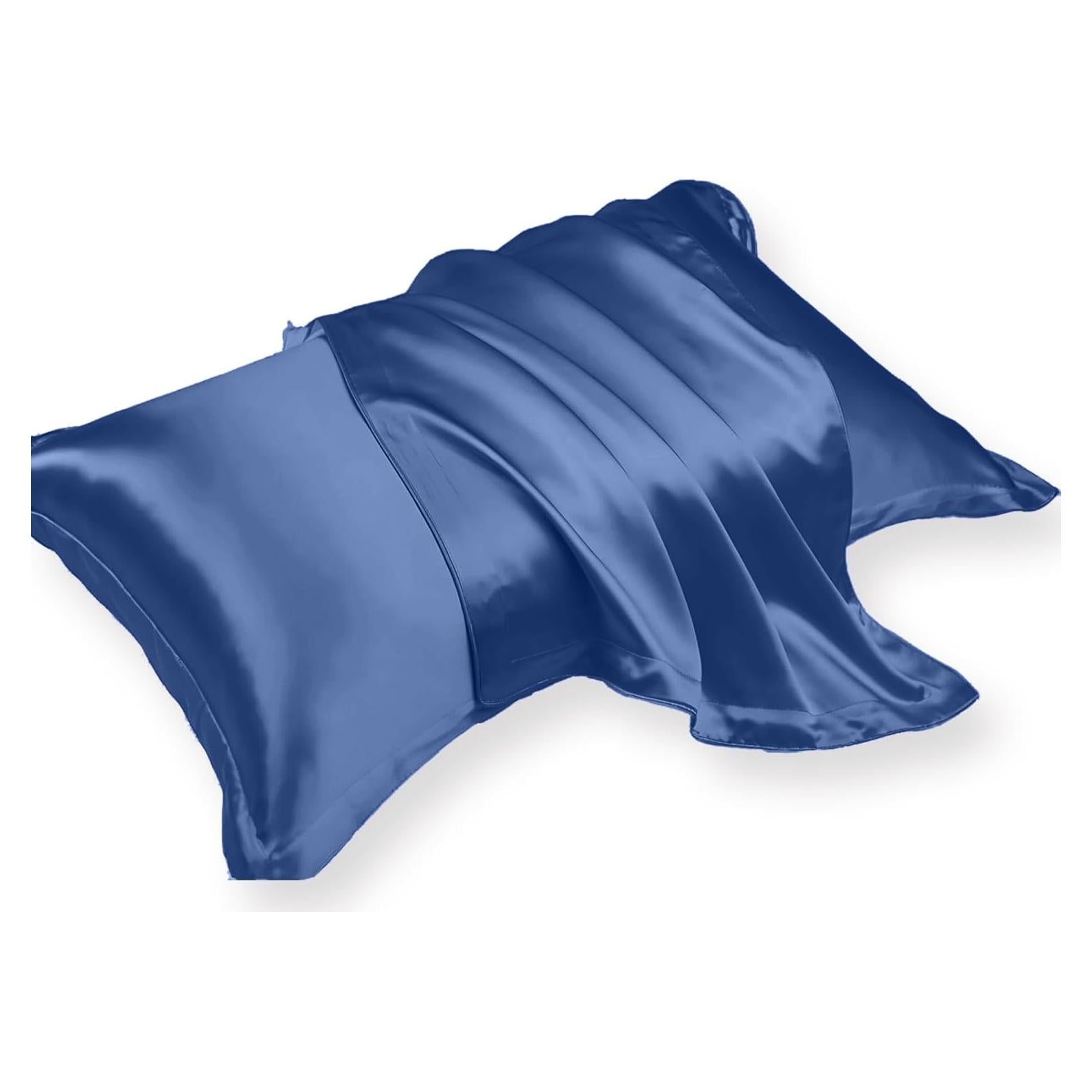 Funda de Almohada de Seda de Hielo iMAYEON 2 Piezas Queen Azul Marino