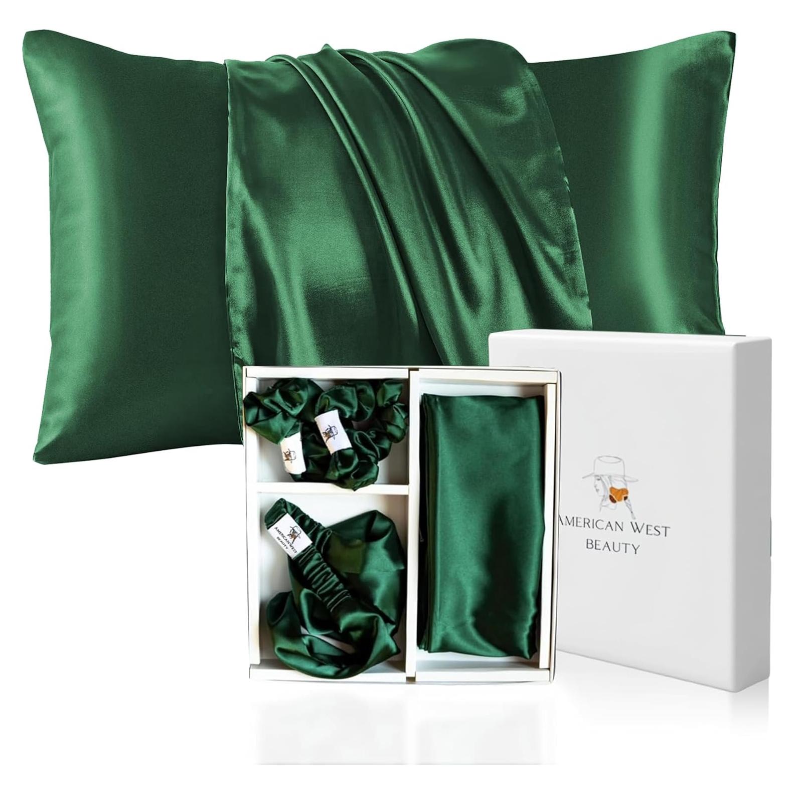 Juego de Regalo Funda de Almohada Seda American West Verde