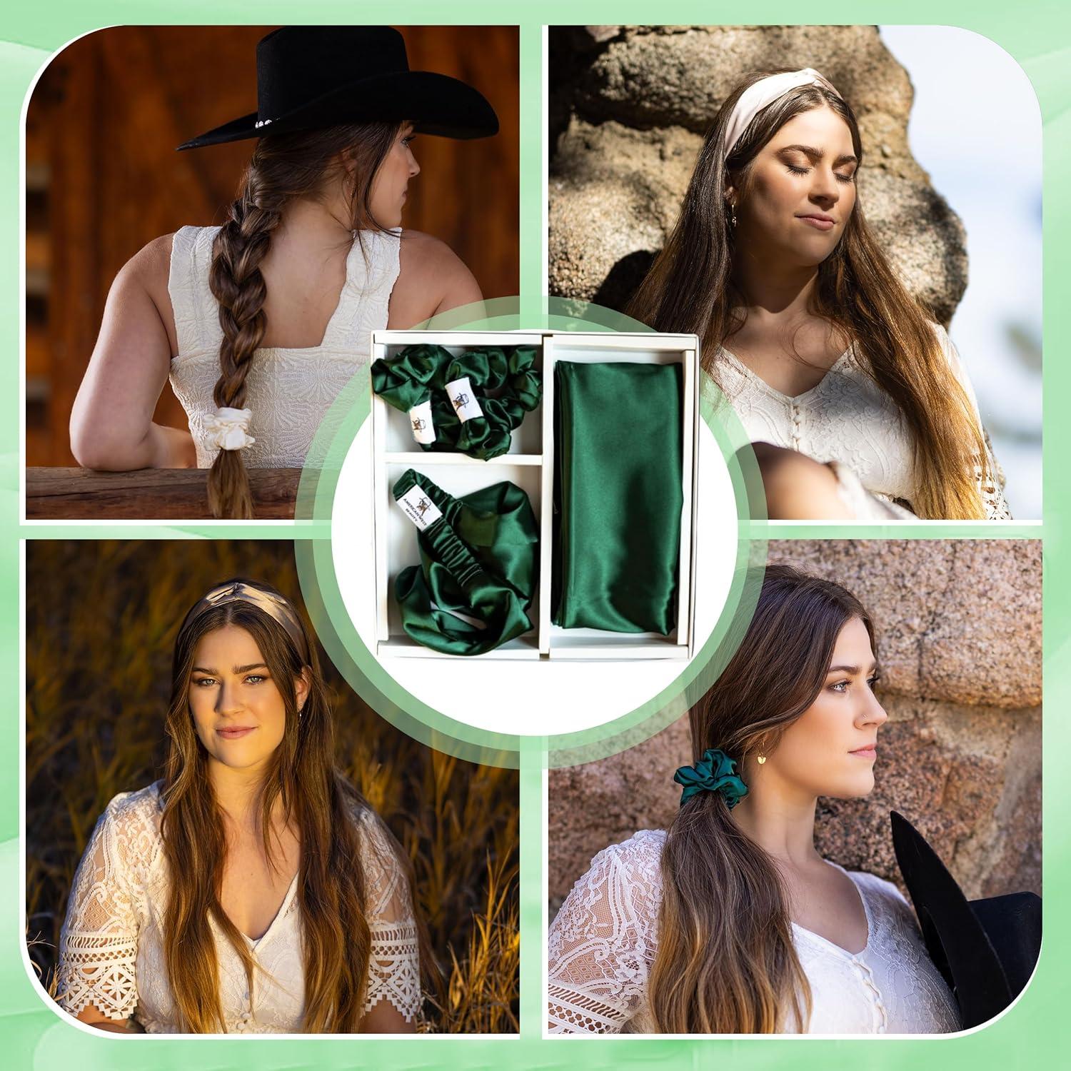 Juego de Regalo Funda de Almohada Seda American West Verde