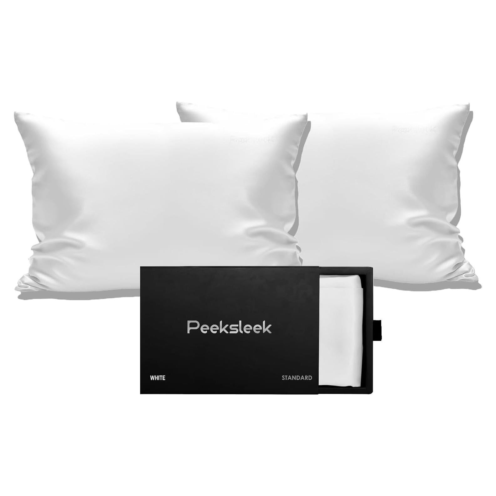 Funda de Almohada de Seda PeekSleek 100% Pura 22 Momme Reina Gris