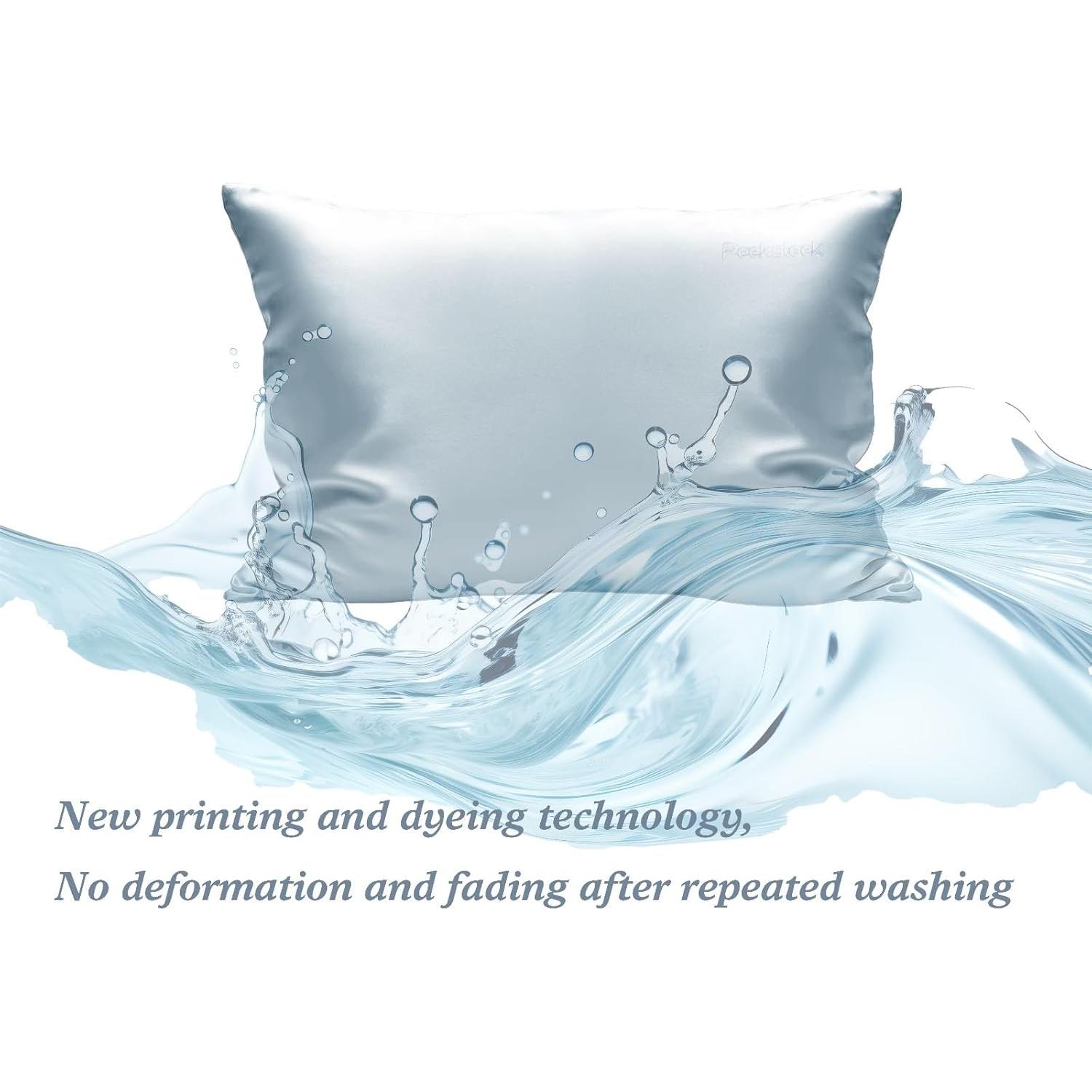 Funda de Almohada de Seda PeekSleek 100% Pura 22 Momme Reina Gris