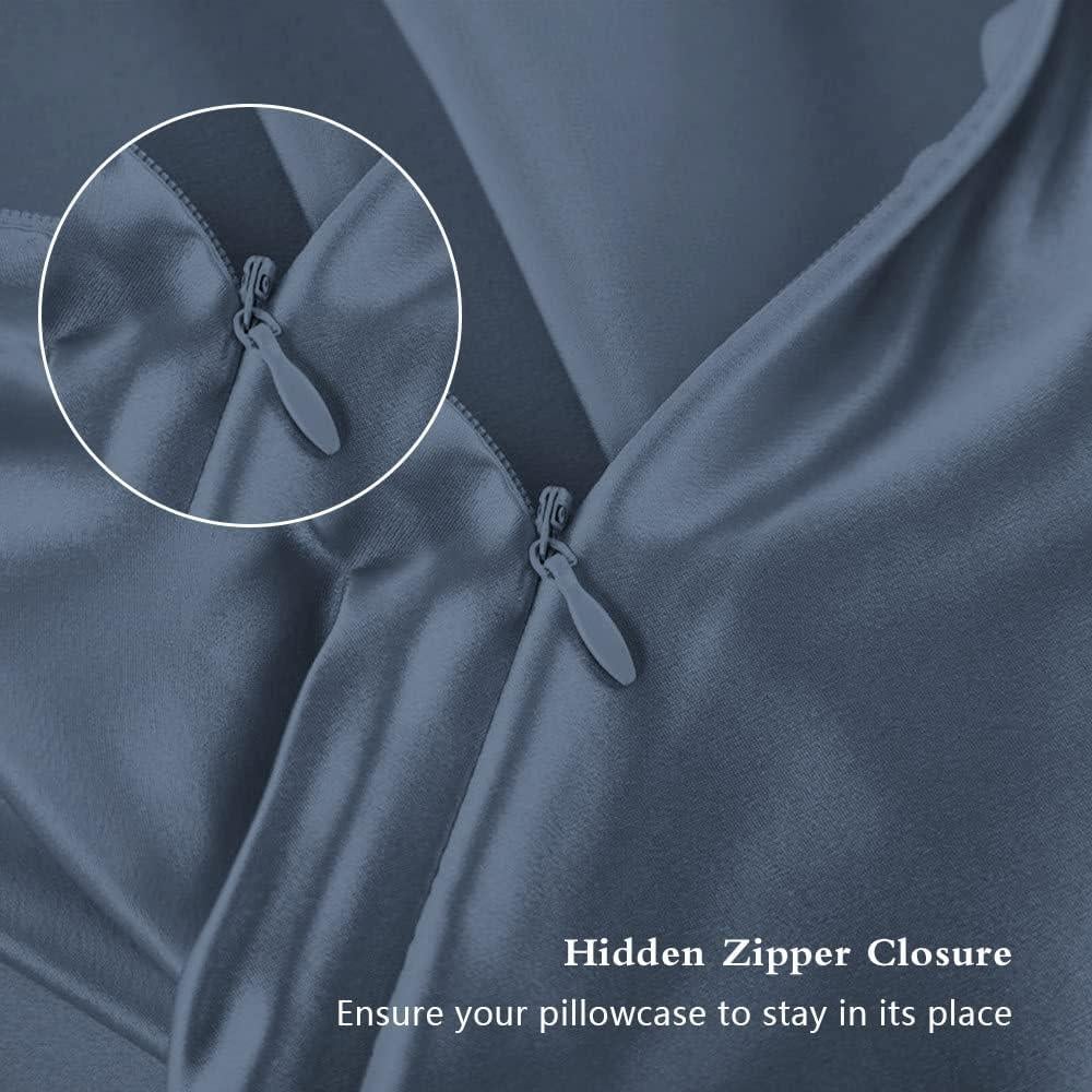 Funda de Almohada de Seda DKBslik Estándar 20x66 cm Azul Ceniza