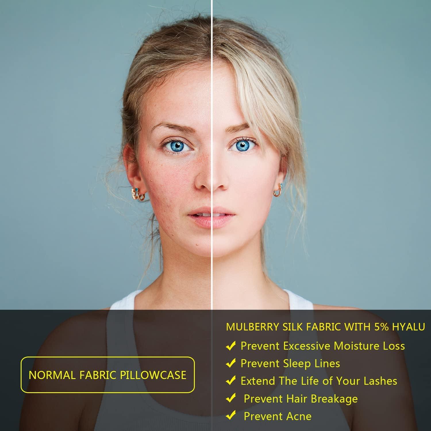 Funda de Almohada de Seda DKBslik Estándar 20x66 cm Azul Ceniza