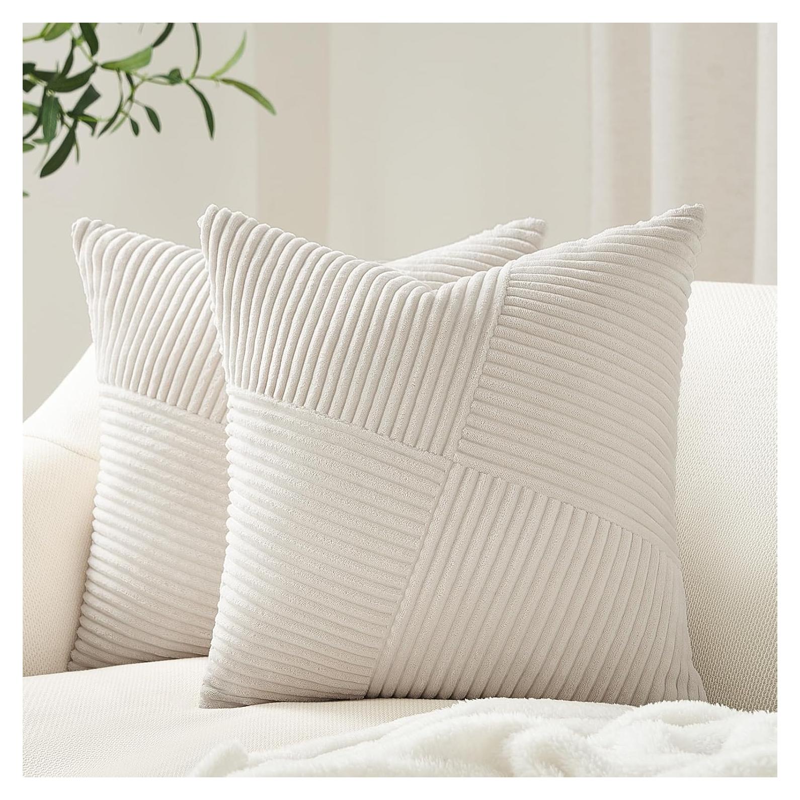 Fundas de Almohada Euro 66x66 cm Topfinel Juego de 2 Crema