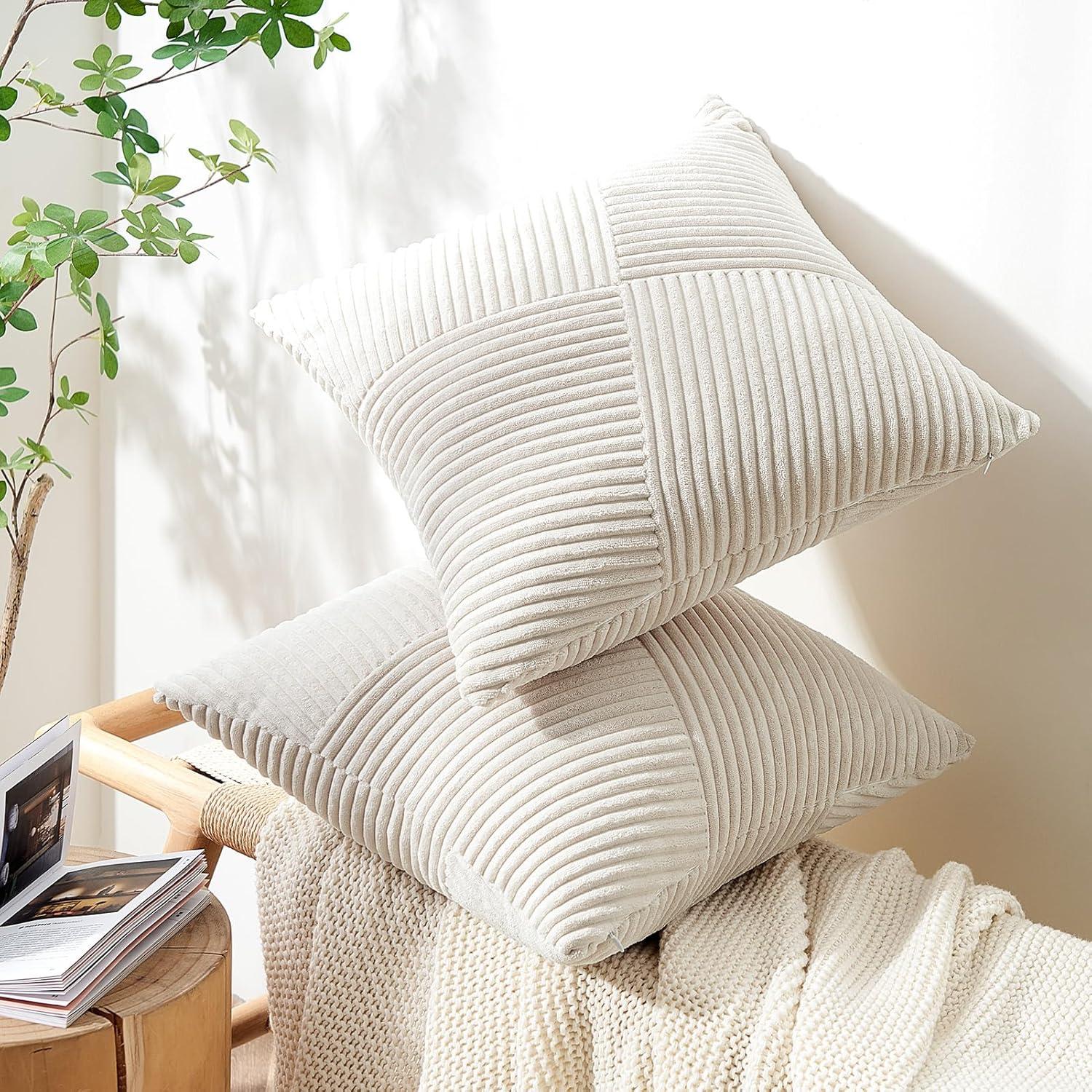 Fundas de Almohada Euro 66x66 cm Topfinel Juego de 2 Crema