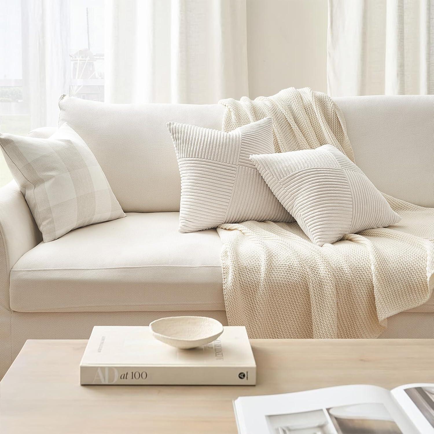 Fundas de Almohada Euro 66x66 cm Topfinel Juego de 2 Crema