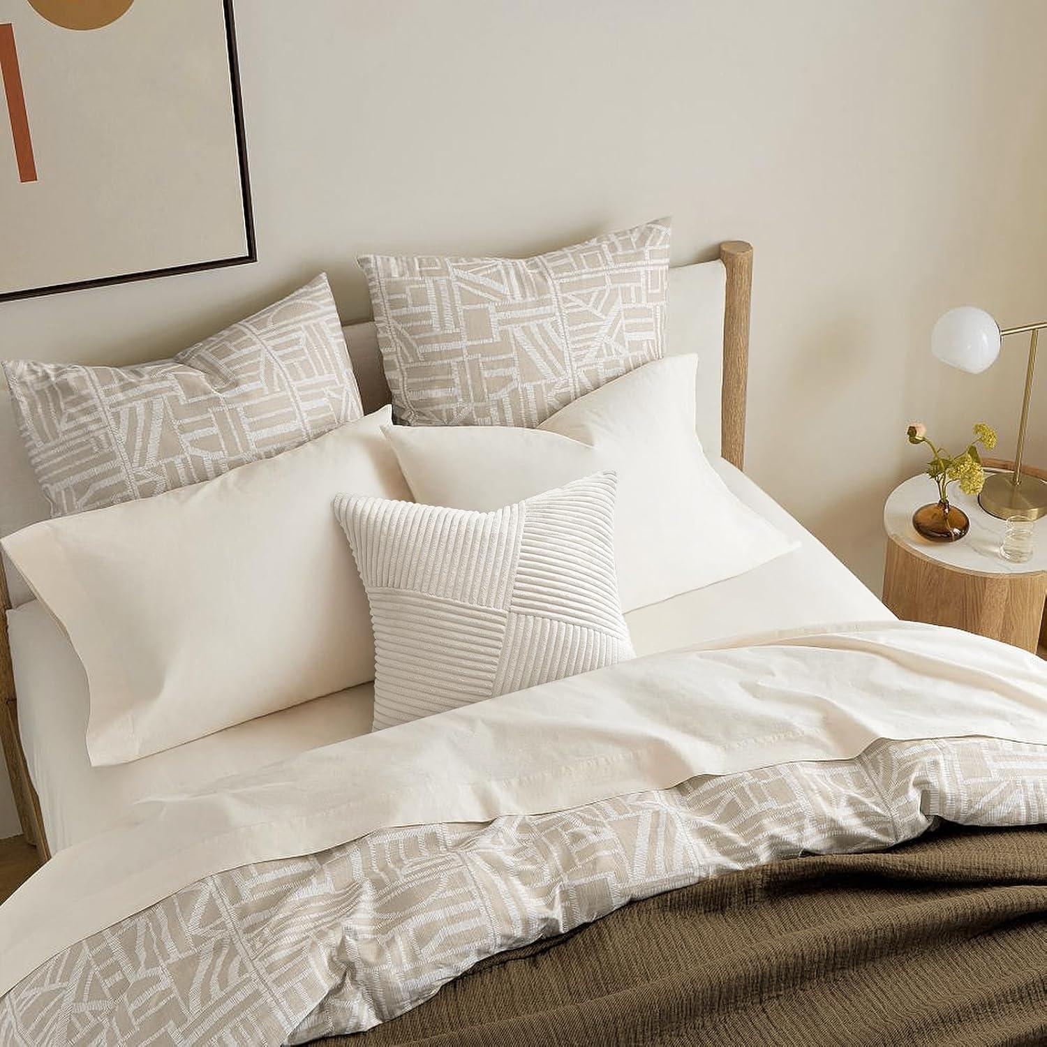 Fundas de Almohada Euro 66x66 cm Topfinel Juego de 2 Crema