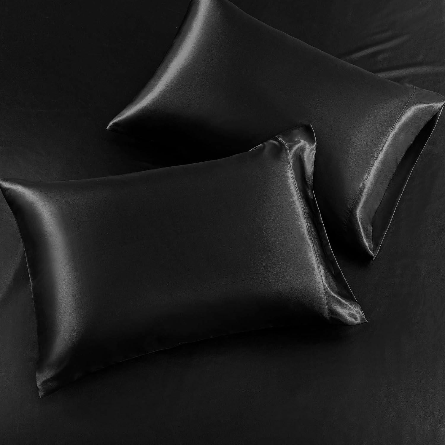 Juego de Sábanas Twin XL SiinvdaBZX 3 Piezas Satén Negro