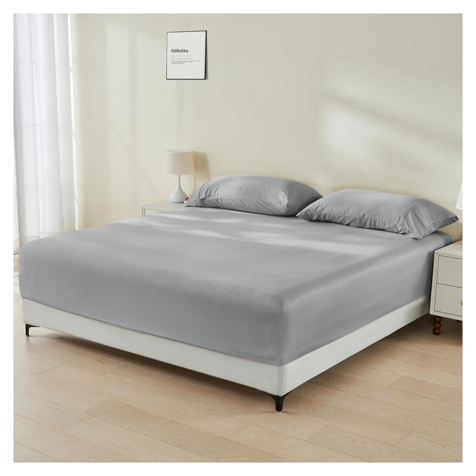 Sábana Ajustable GOKOTTA Rayón de Bambú King 3 Piezas Gris