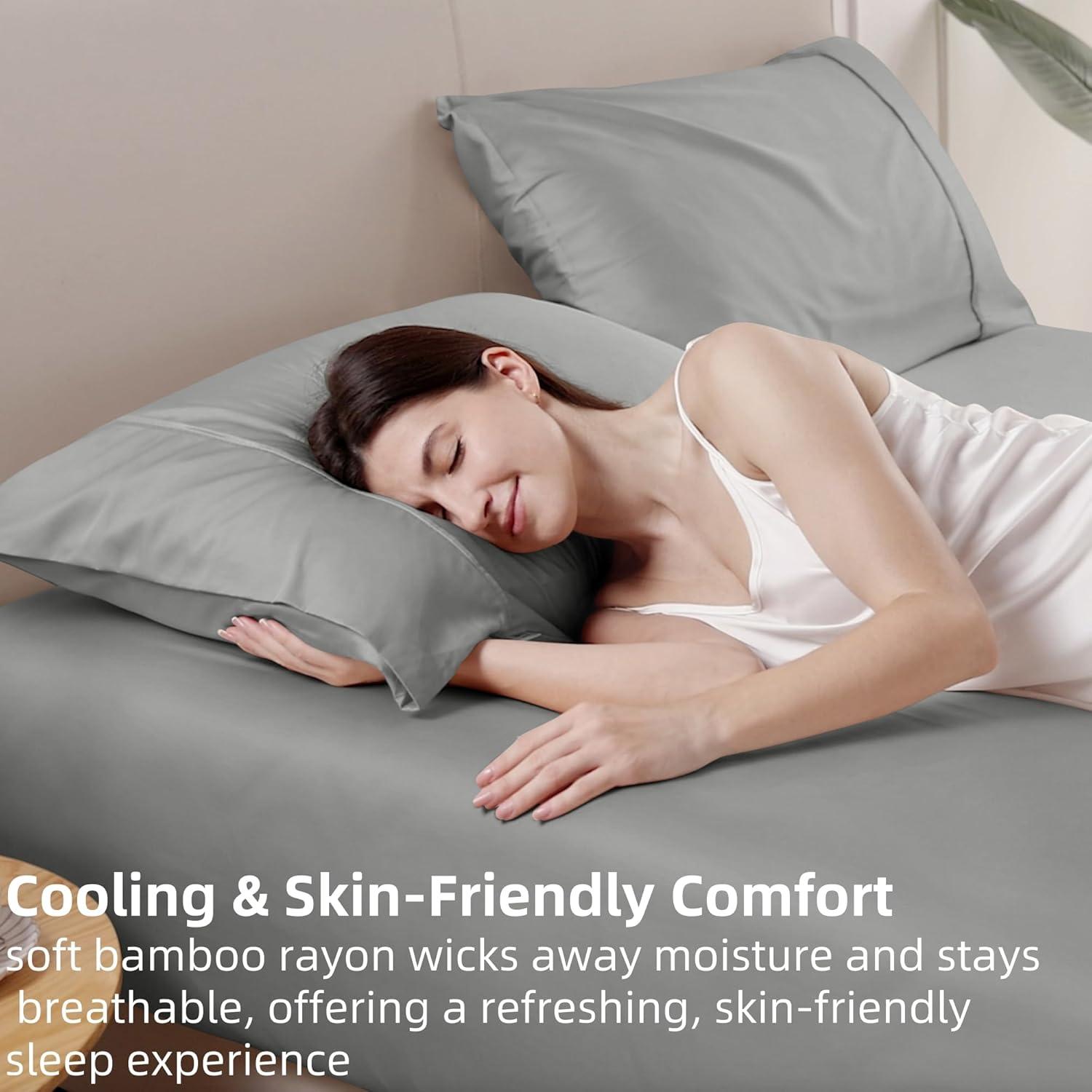 Sábana Ajustable GOKOTTA Rayón de Bambú King 3 Piezas Gris