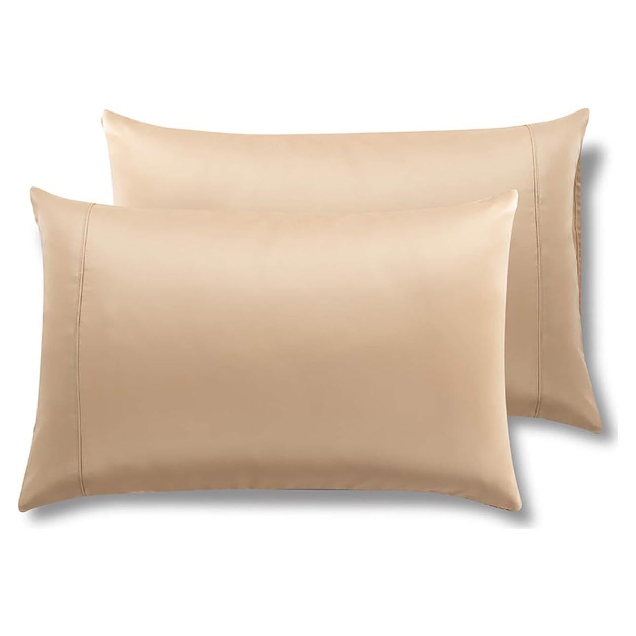 Funda de Almohada de Satén MEILA King 2 Piezas Oro 100% Poliester