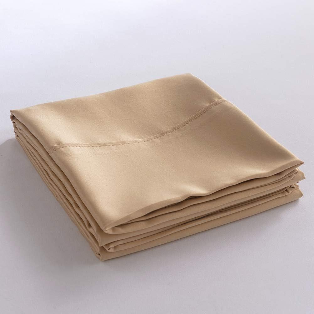 Funda de Almohada de Satén MEILA King 2 Piezas Oro 100% Poliester