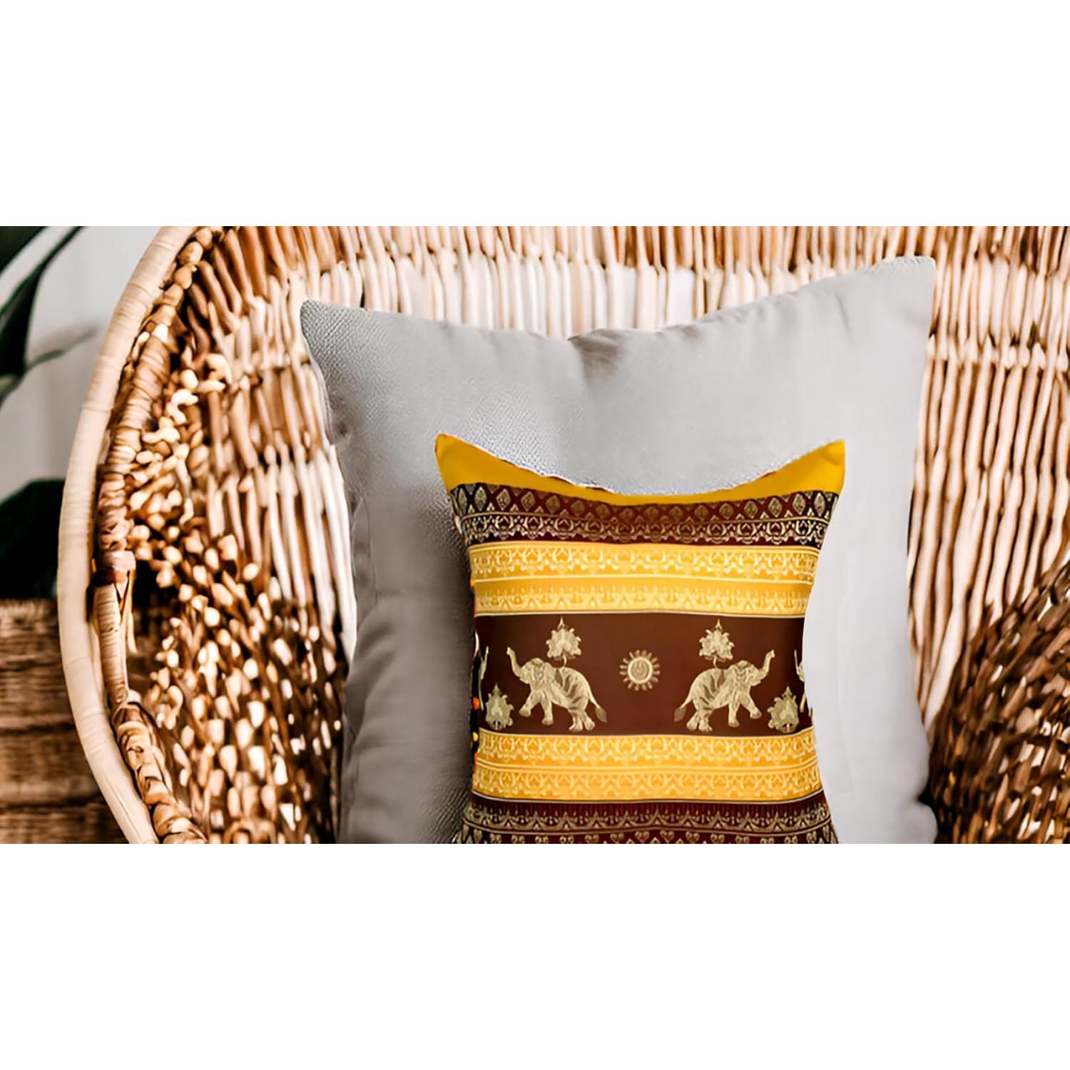 Funda de Almohada Decorativa Avarada Elefante 40x40 cm Dorado