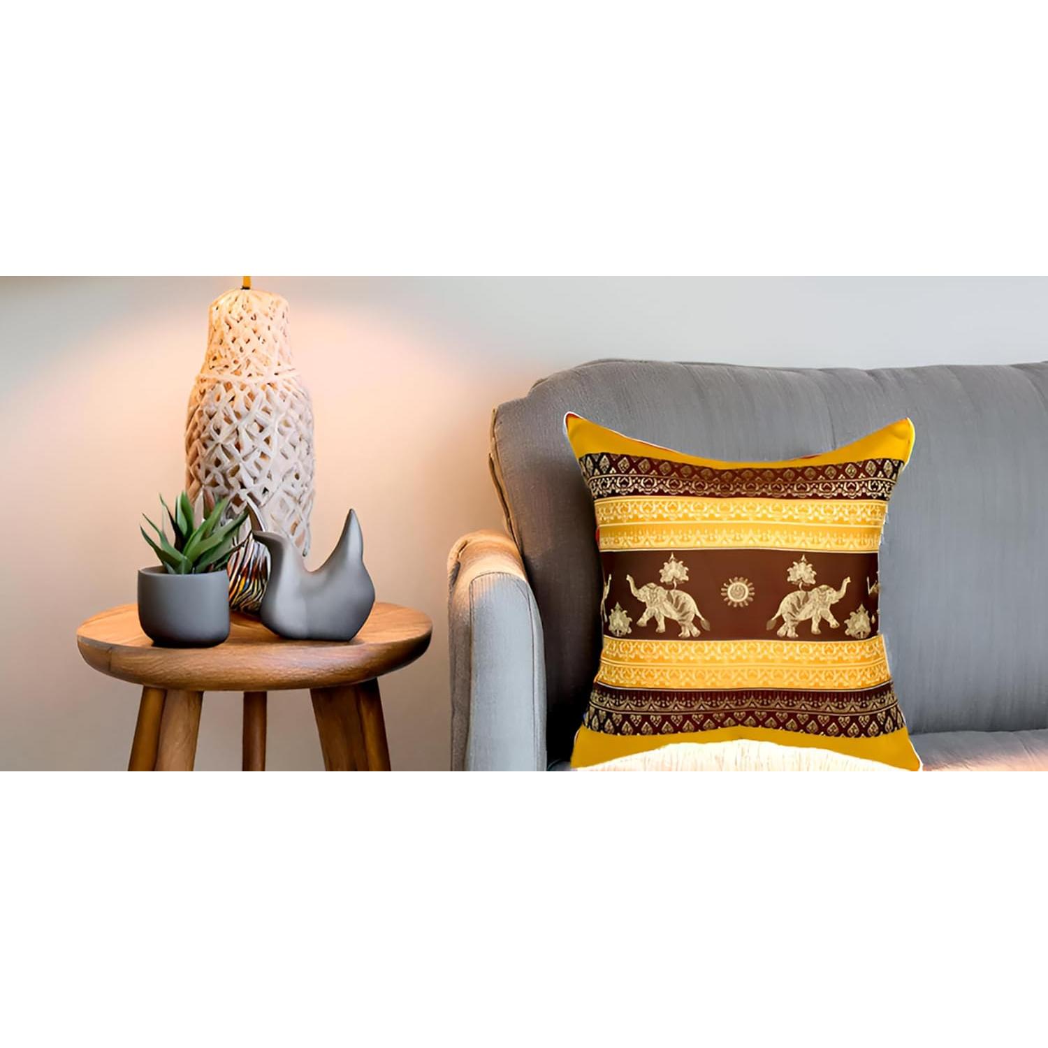 Funda de Almohada Decorativa Avarada Elefante 40x40 cm Dorado