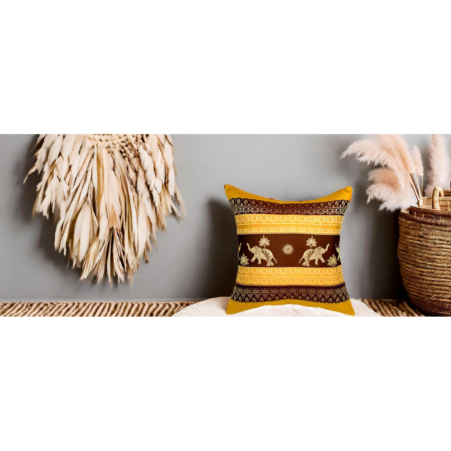 Funda de Almohada Decorativa Avarada Elefante 40x40 cm Dorado