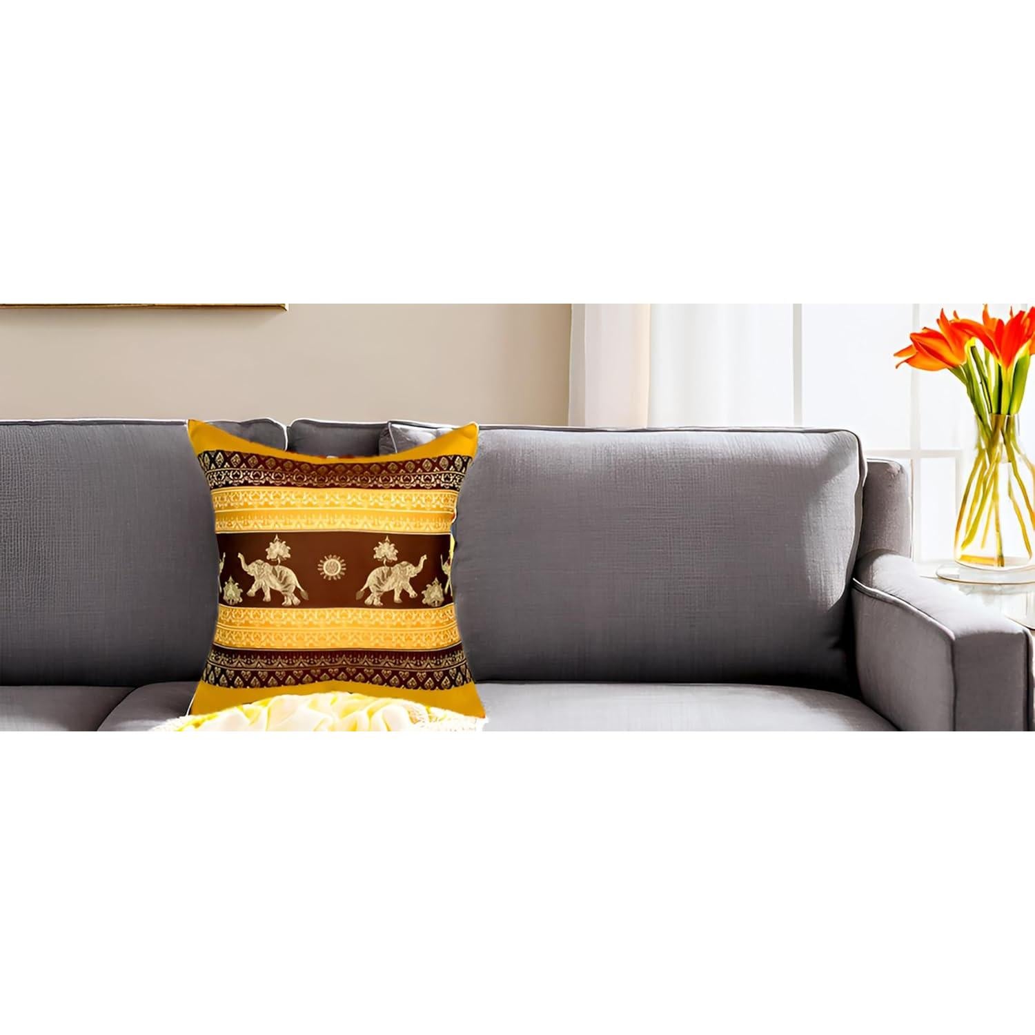 Funda de Almohada Decorativa Avarada Elefante 40x40 cm Dorado