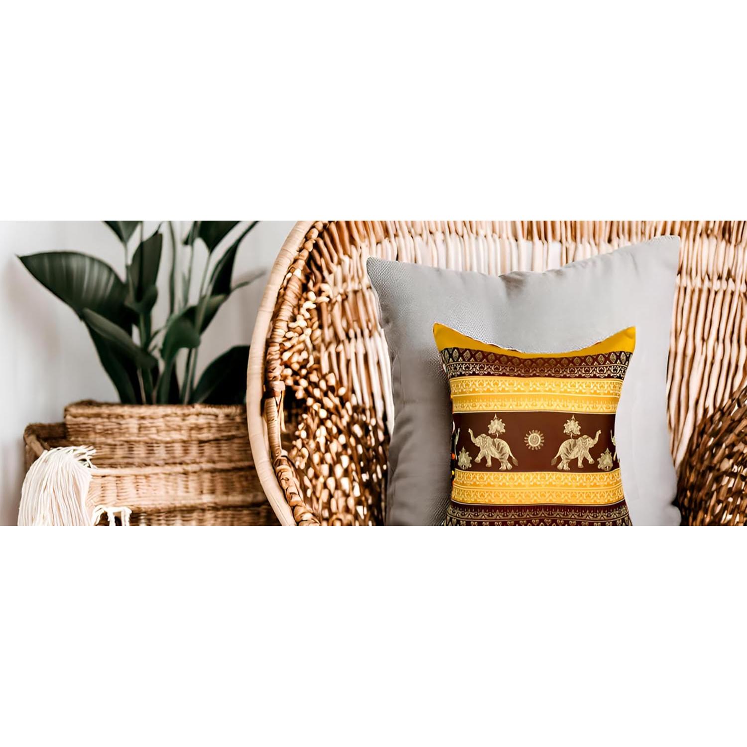 Funda de Almohada Decorativa Avarada Elefante 40x40 cm Dorado