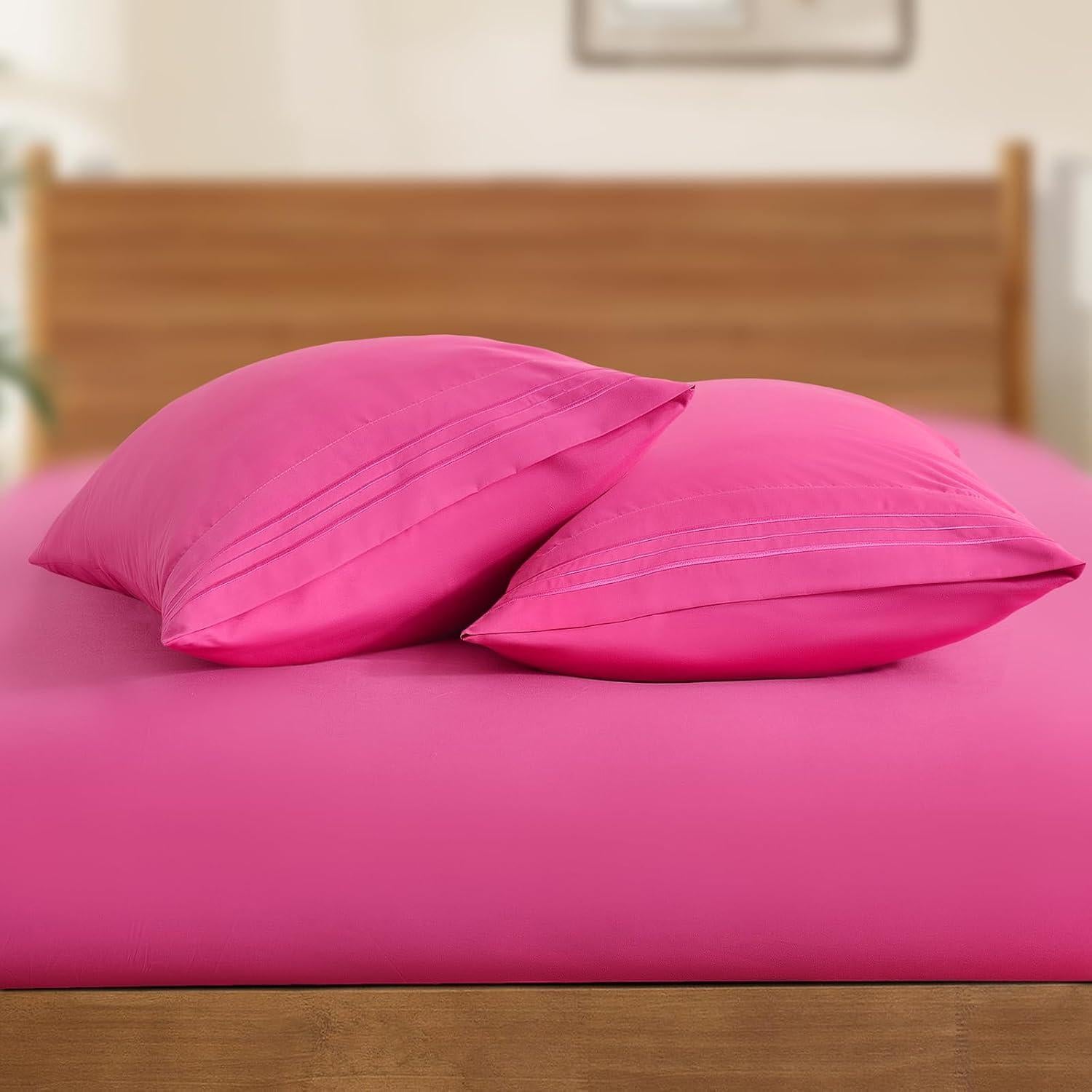 Funda de Almohada Microfibra Horbaunal 2 Pack Estándar Rosa Fucsia