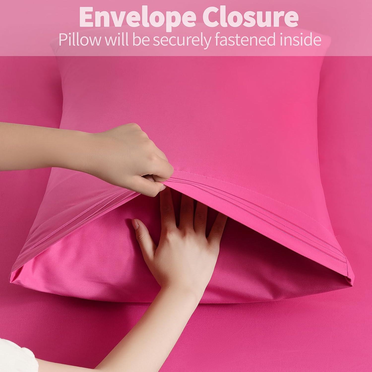 Funda de Almohada Microfibra Horbaunal 2 Pack Estándar Rosa Fucsia