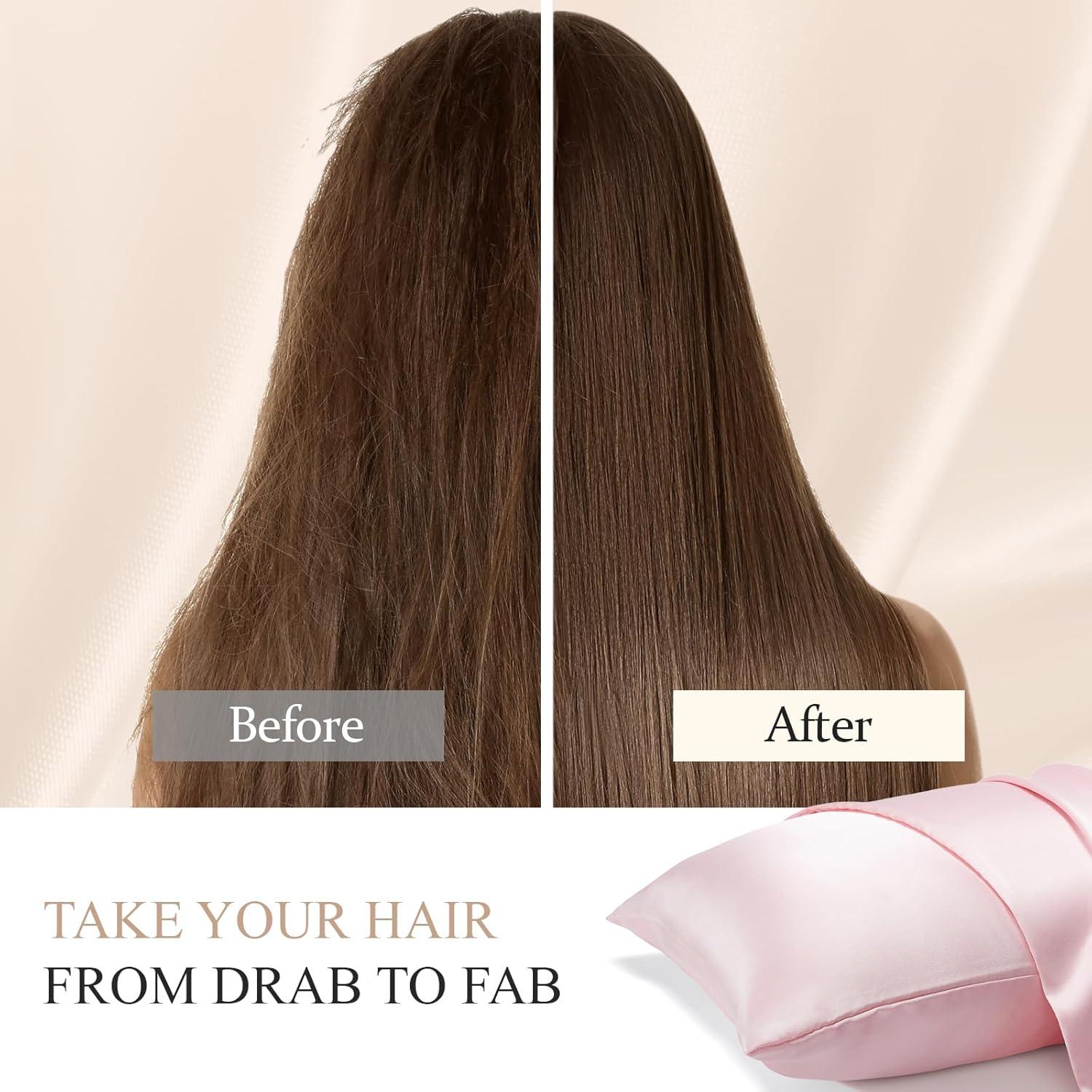 Funda de Almohada de Seda SEAGEBEL Rey 100% Morera Rosa 50.8x91.4cm