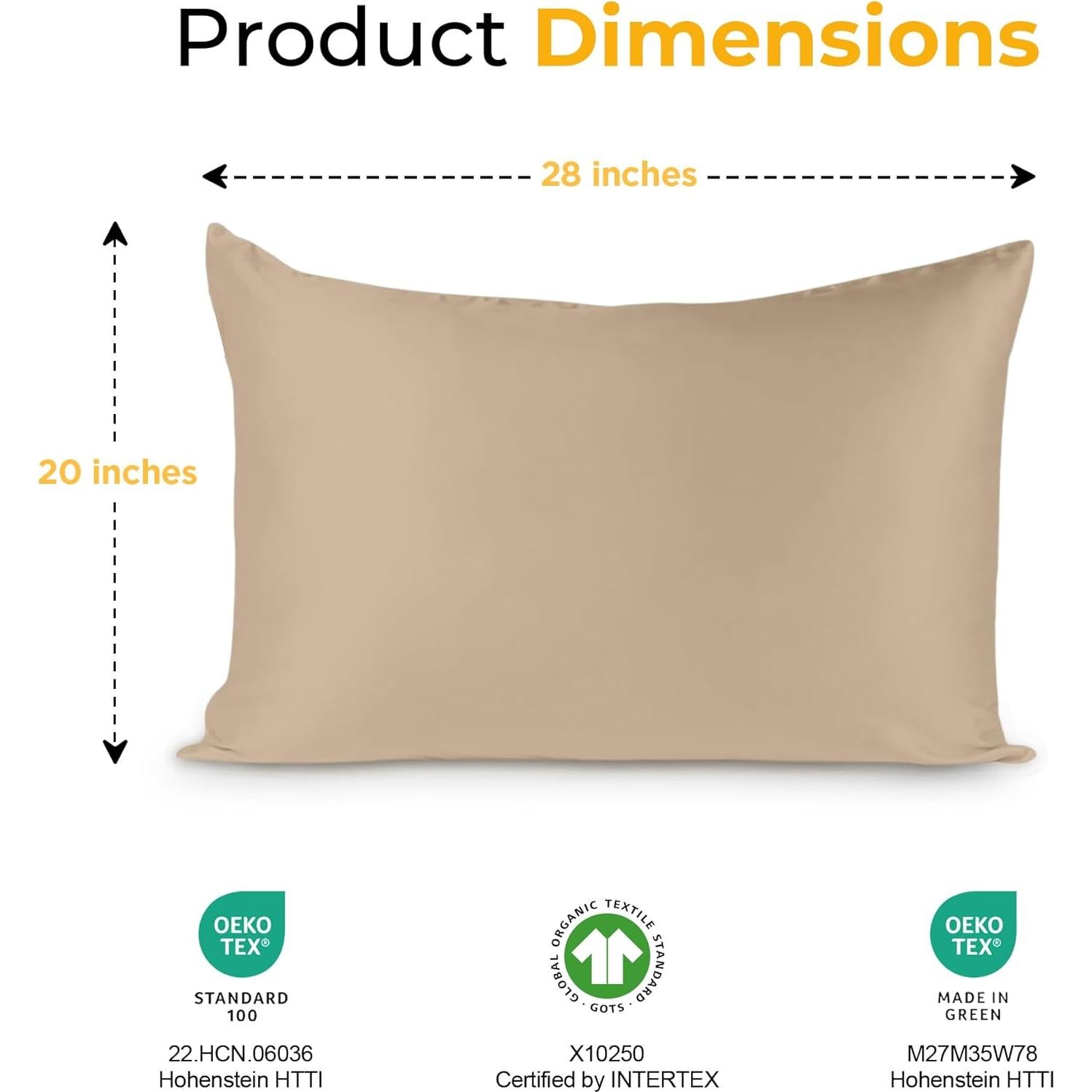 Funda de Almohada de Seda Orgánica 100% Grado 6A Taupe