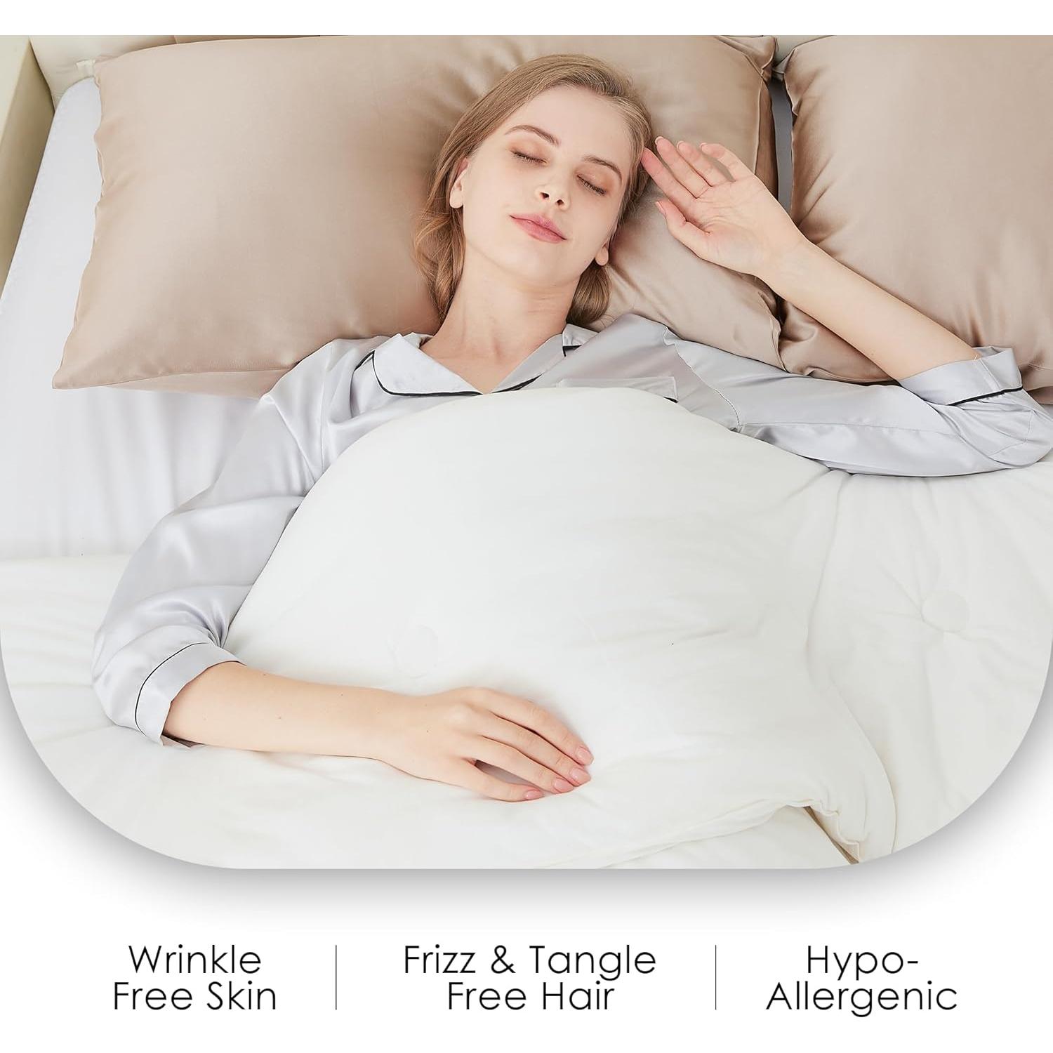 Funda de Almohada de Seda Orgánica 100% Grado 6A Taupe