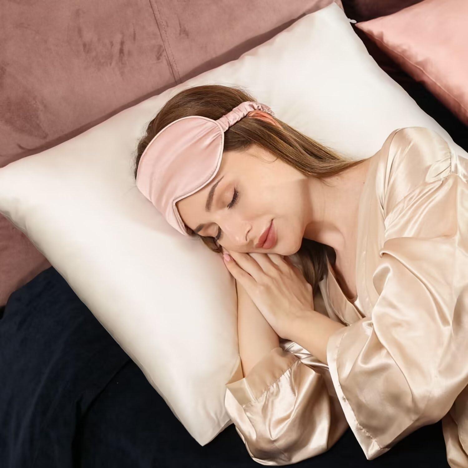 Funda de Almohada de Seda Adubor King 50x91 cm 2 Piezas Blanco