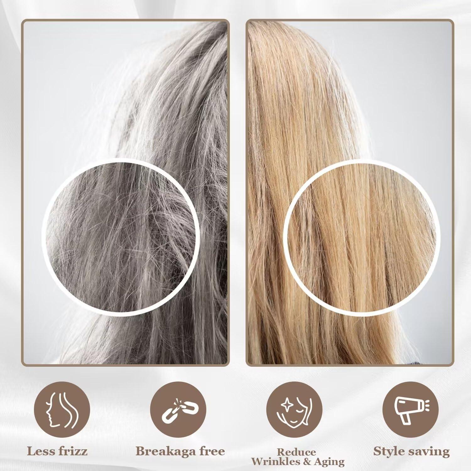 Funda de Almohada de Seda Adubor King 50x91 cm 2 Piezas Blanco