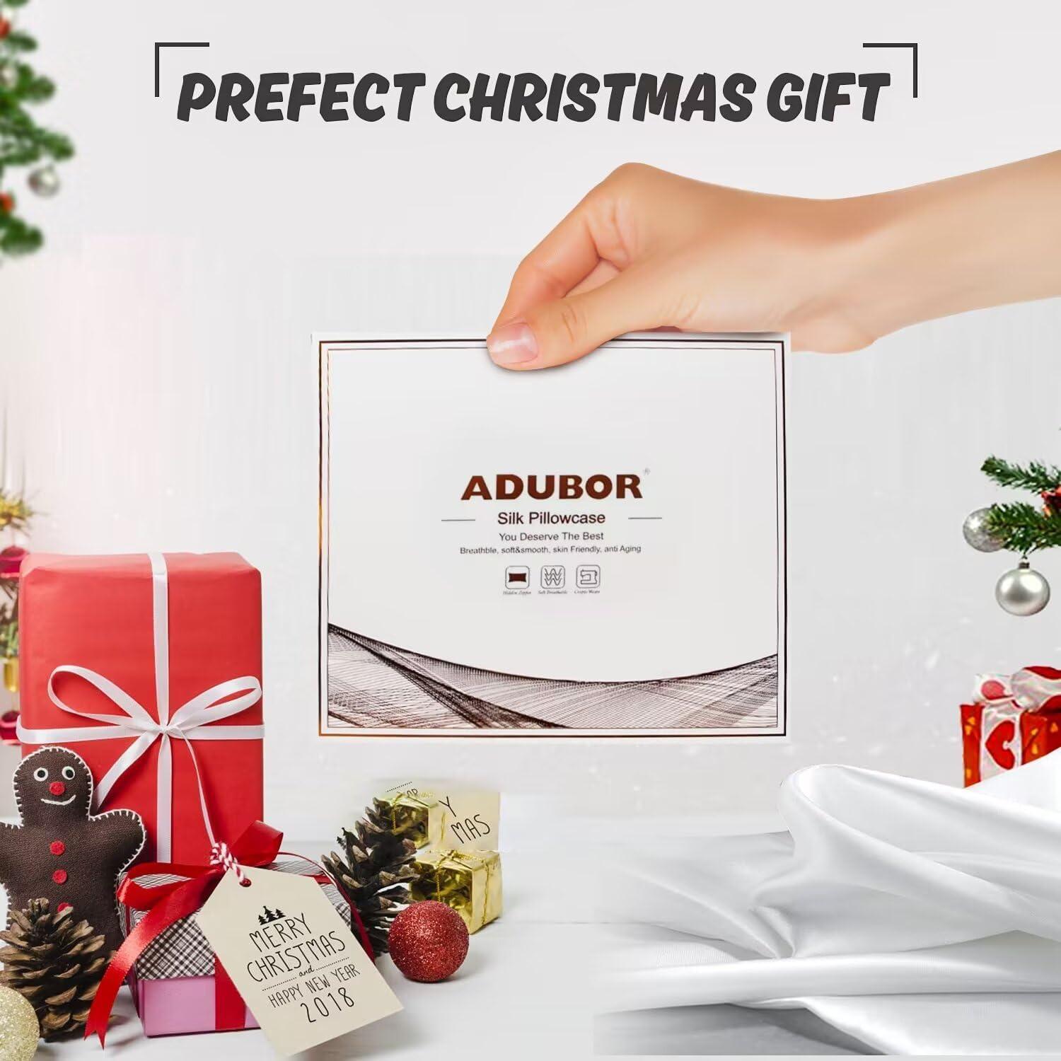 Funda de Almohada de Seda Adubor King 50x91 cm 2 Piezas Blanco