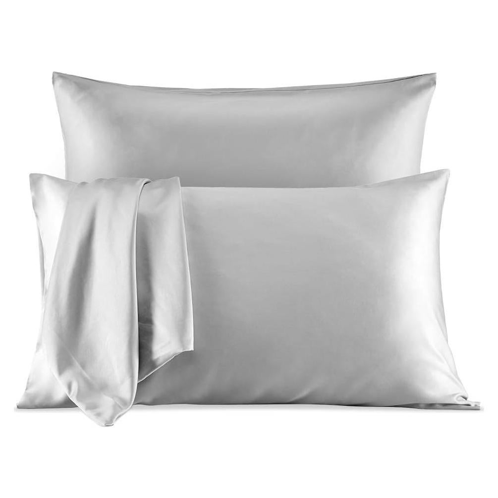 Funda de Almohada de Satén SLEEP ZONE Rey Gris Plateado 2 Piezas