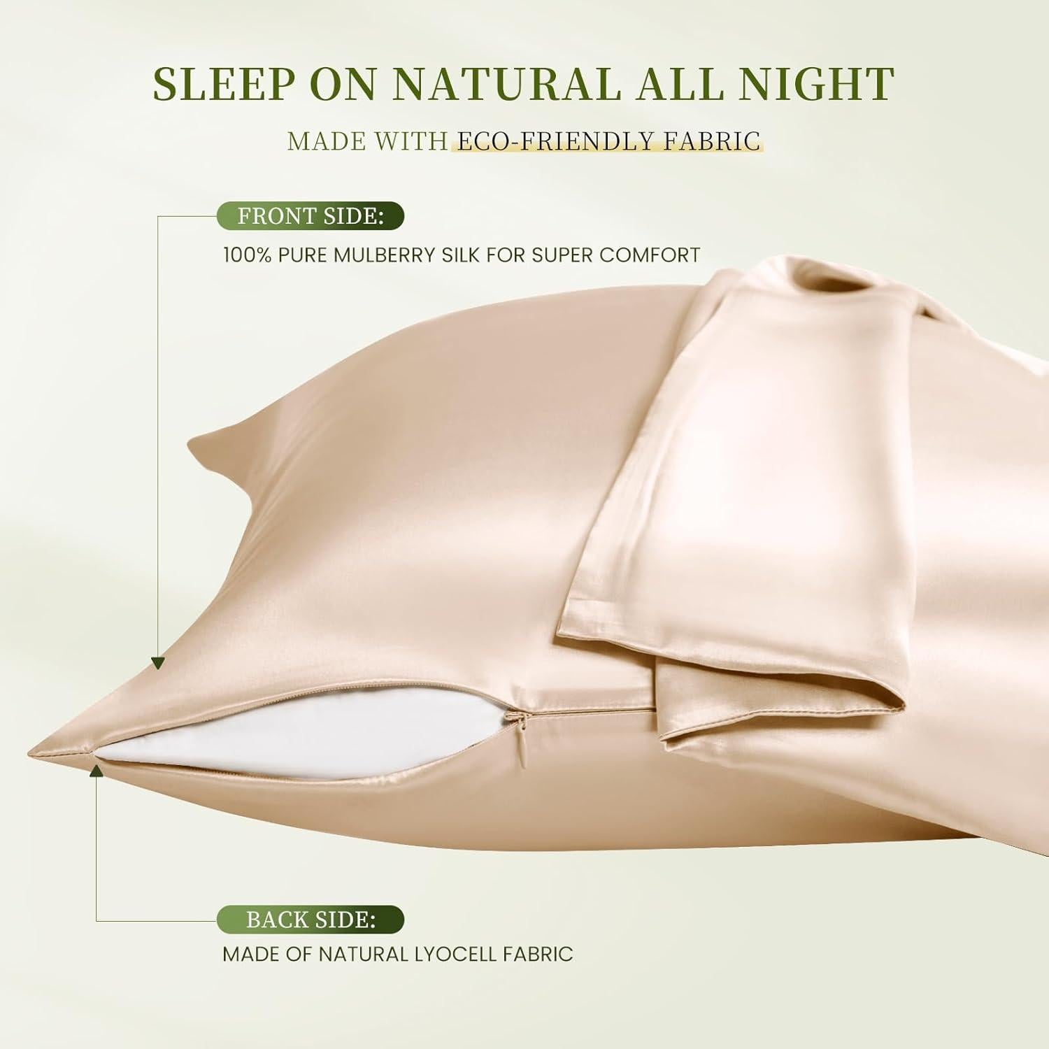 Funda de Almohada de Seda de Morera THXSILK Queen 2 Piezas