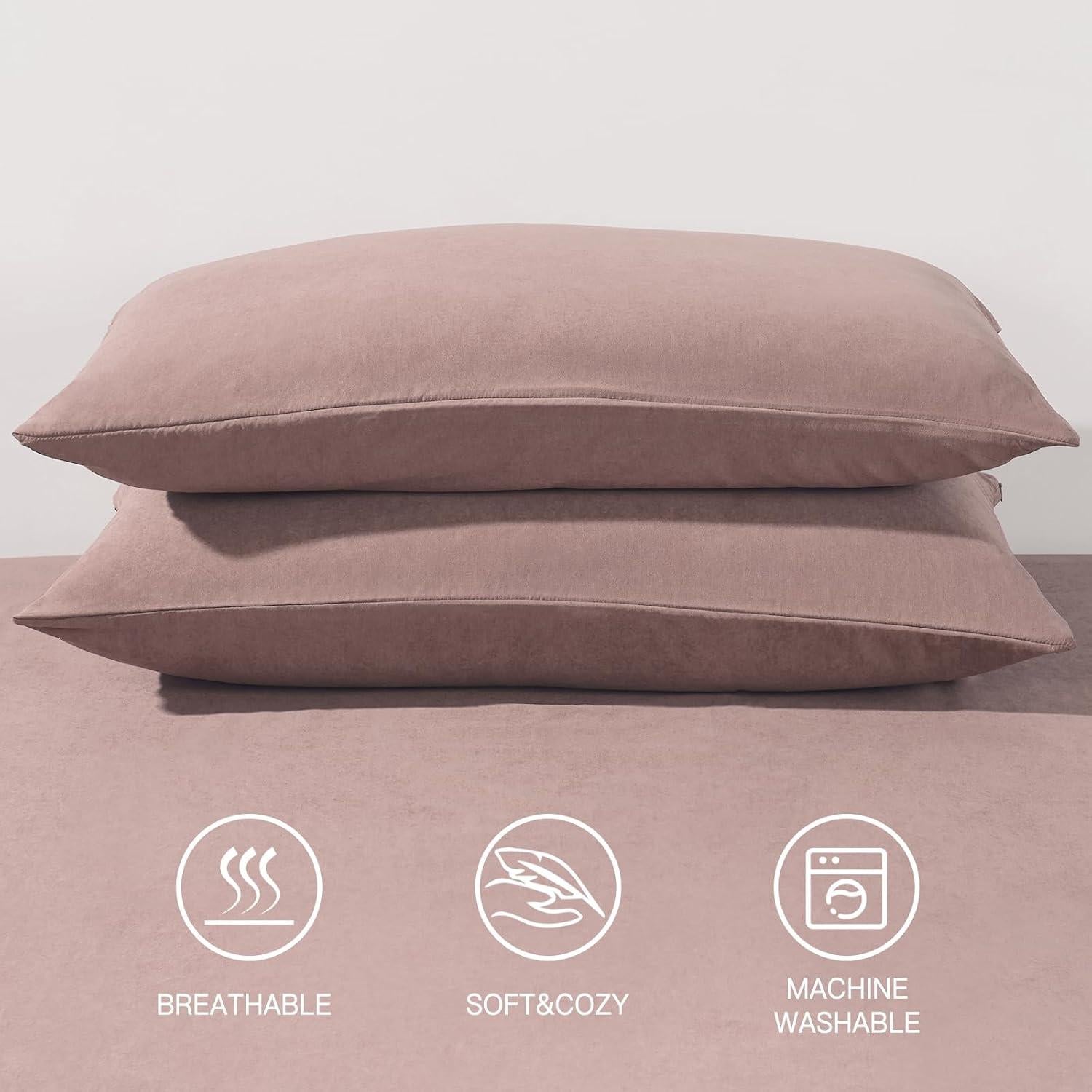 Fundas de Almohada Microfibra HAPPYMOON Estándar 50.8x66cm Rosa