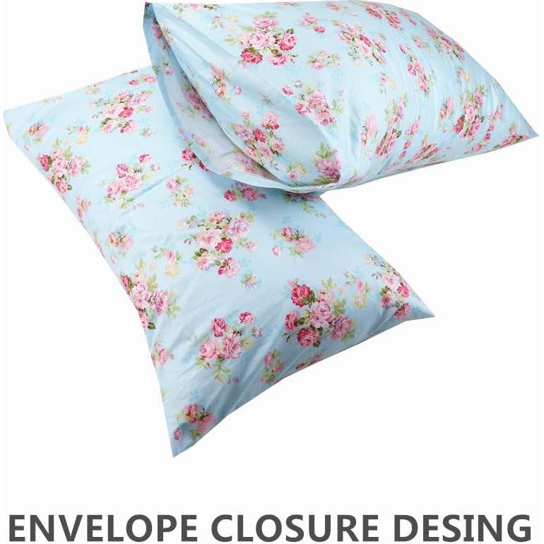 Juego de Fundas de Almohada de Algodón WBYCOTBED Floral 50x76 cm