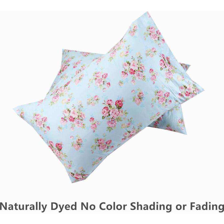 Juego de Fundas de Almohada de Algodón WBYCOTBED Floral 50x76 cm