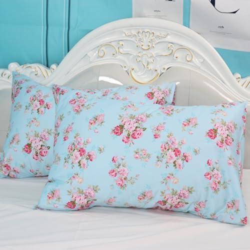 Juego de Fundas de Almohada de Algodón WBYCOTBED Floral 50x76 cm