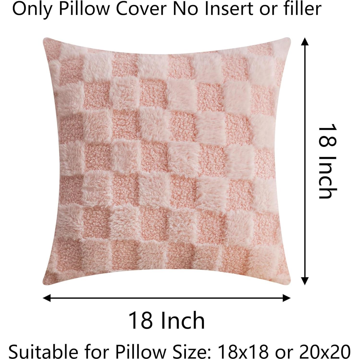 Fundas de Almohada Cuadradas Demetex 45.72 cm Rosa a Cuadros Set de 2