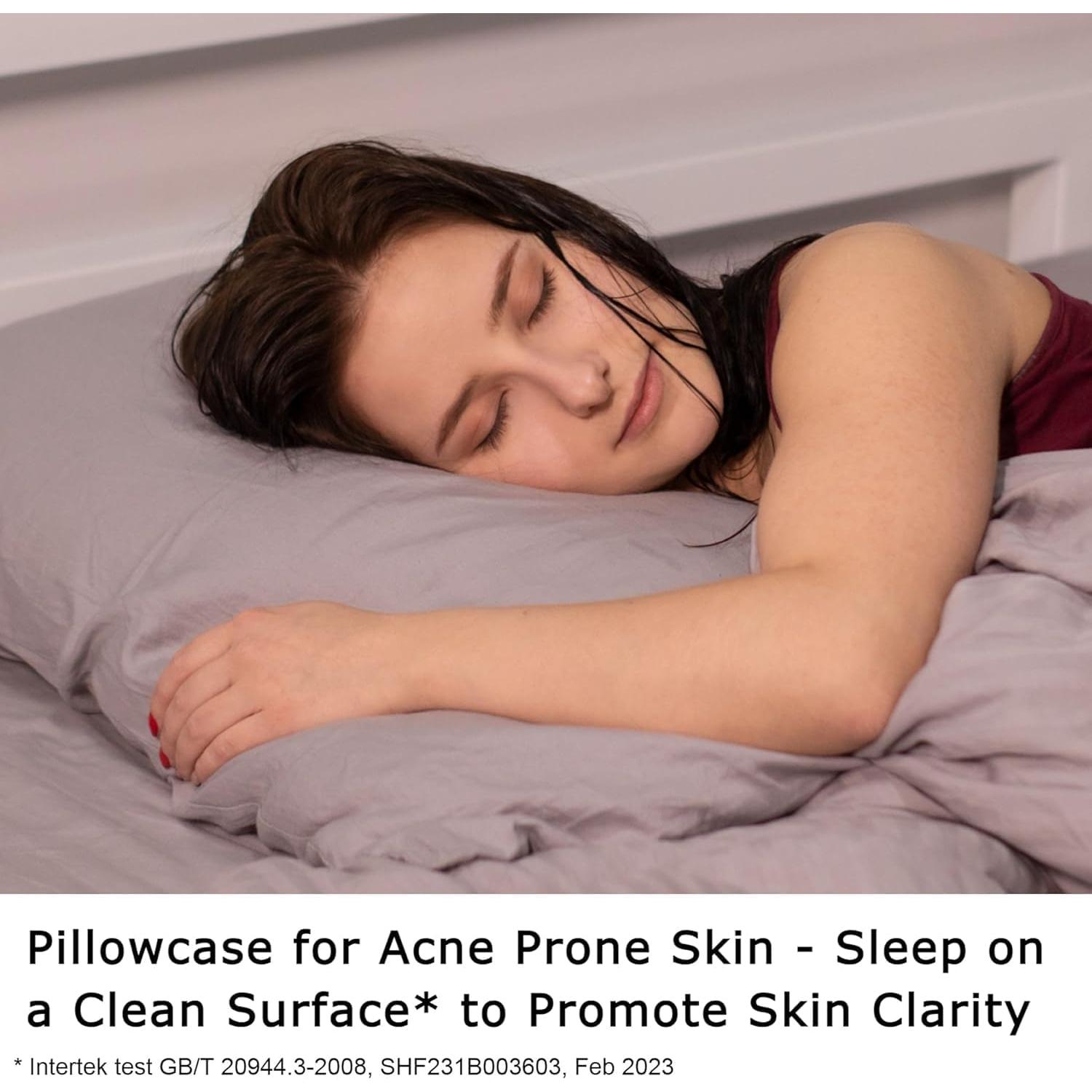 Funda de Almohada Anti Acné Seda Vegana Queen Beige 50.8x76.2cm