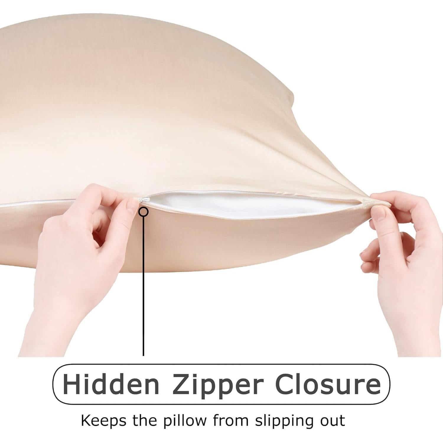 Funda de Almohada Anti Acné Seda Vegana Queen Beige 50.8x76.2cm