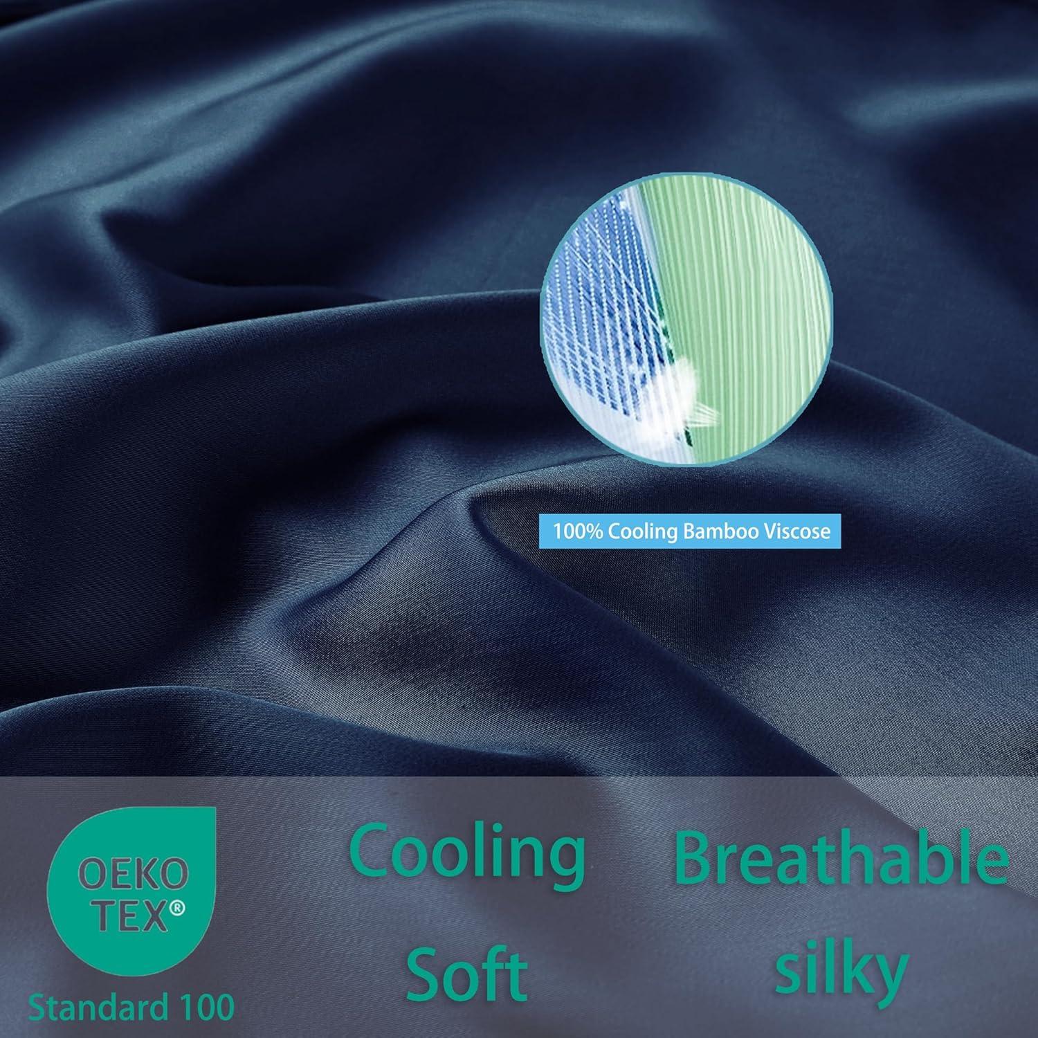 Funda de Almohada Queen Zaizai Home Viscosa Bambú 400 Hilos Azul