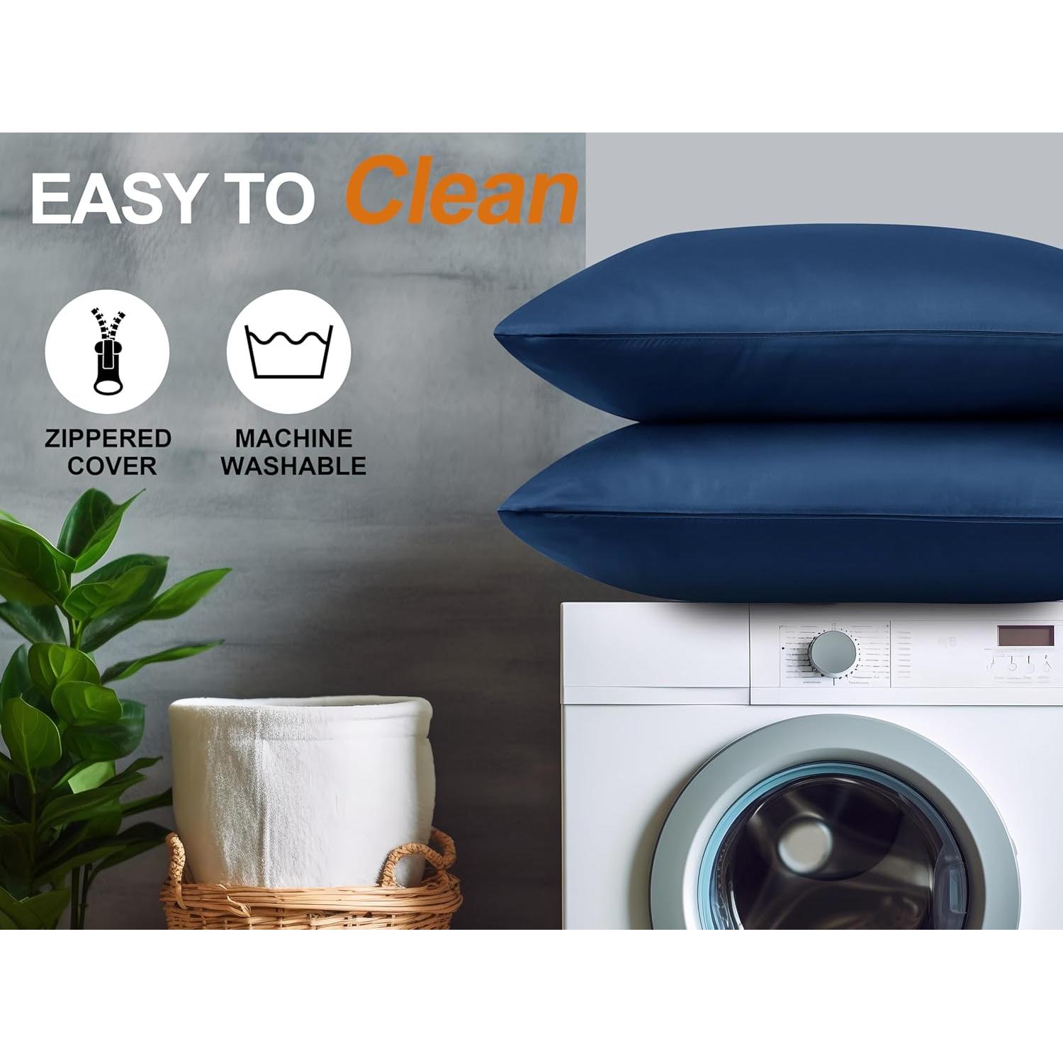 Funda de Almohada Queen Zaizai Home Viscosa Bambú 400 Hilos Azul