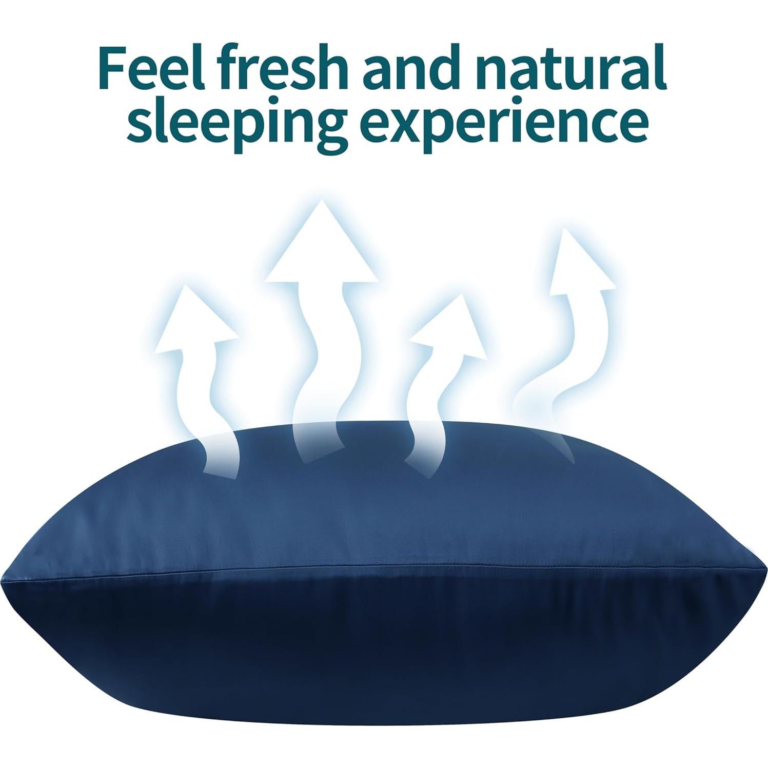 Funda de Almohada Queen Zaizai Home Viscosa Bambú 400 Hilos Azul