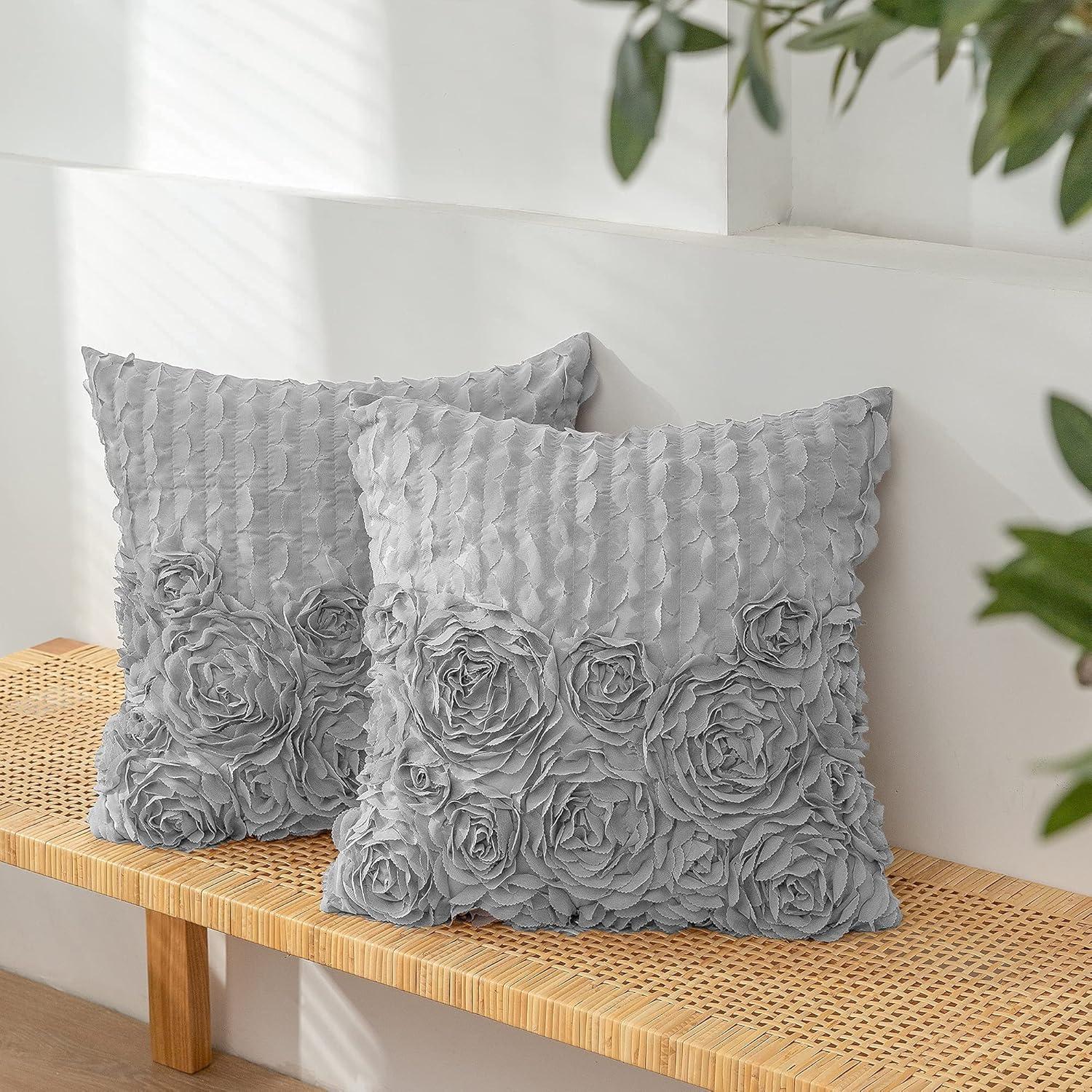 Fundas de Cojín Decorativas CaliTime 45x45 cm Pack de 2 Rosa