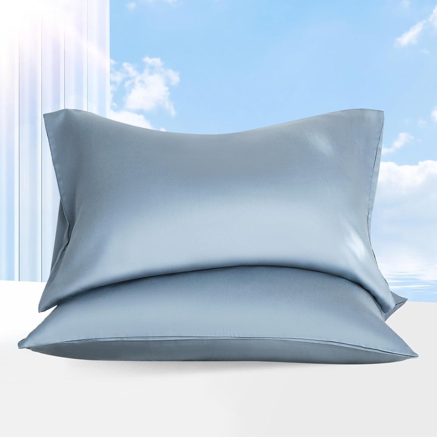 Juego de 2 Fundas de Almohada Tencel DCSKY Queen Azul 50.8x76.2cm