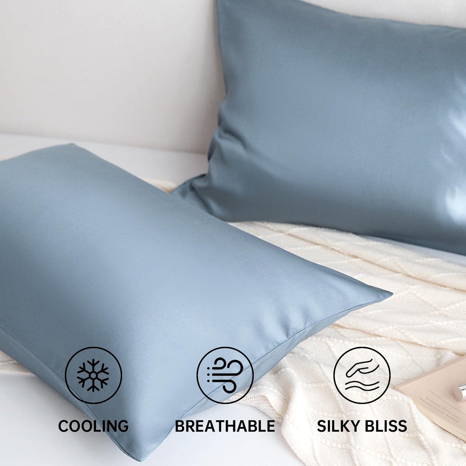 Juego de 2 Fundas de Almohada Tencel DCSKY Queen Azul 50.8x76.2cm