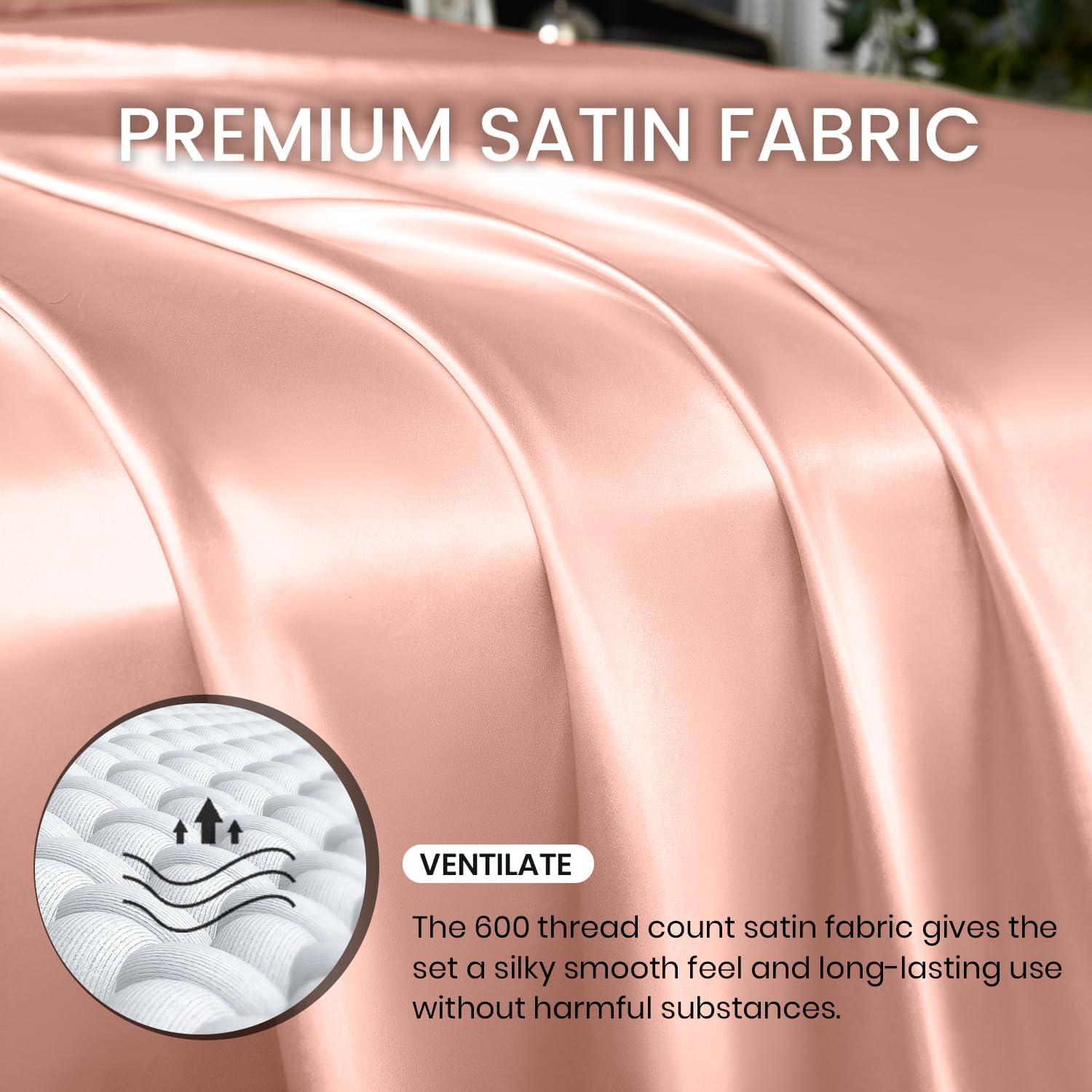 Juego de Sábanas Twin Revdomfly de Satén Champán 3 Piezas