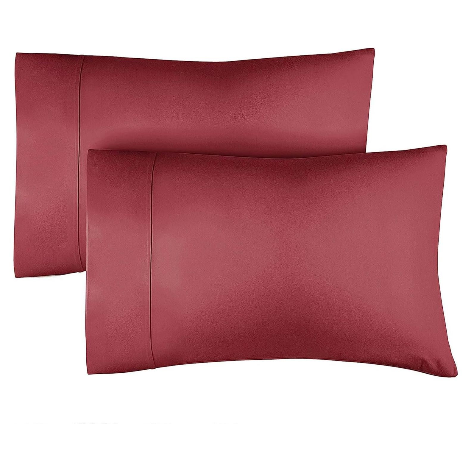 Juego de Fundas de Almohada King 100% Algodón CGK Burdeos 400 Hilos