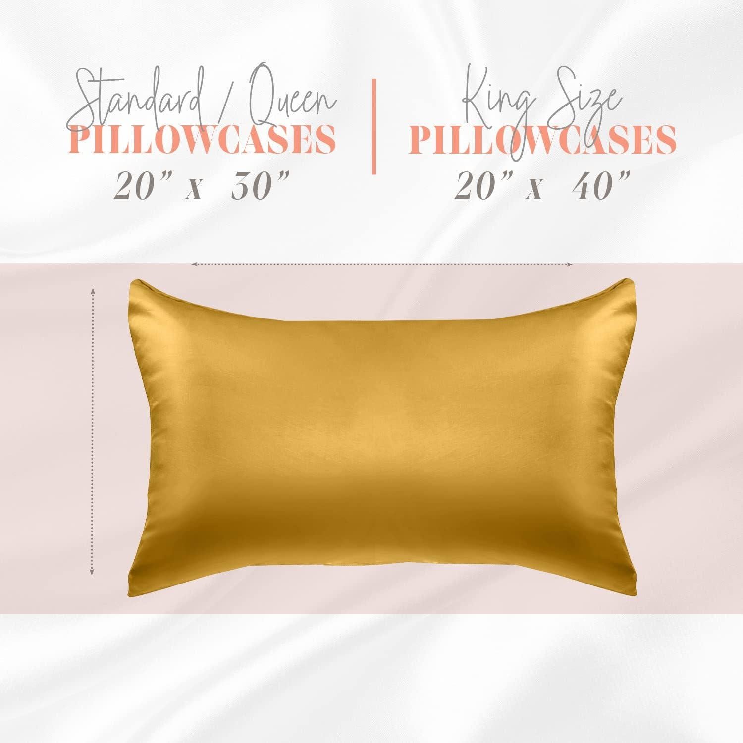 Conjunto de Fundas de Almohada de Satén Elegante 2 Piezas Dorado