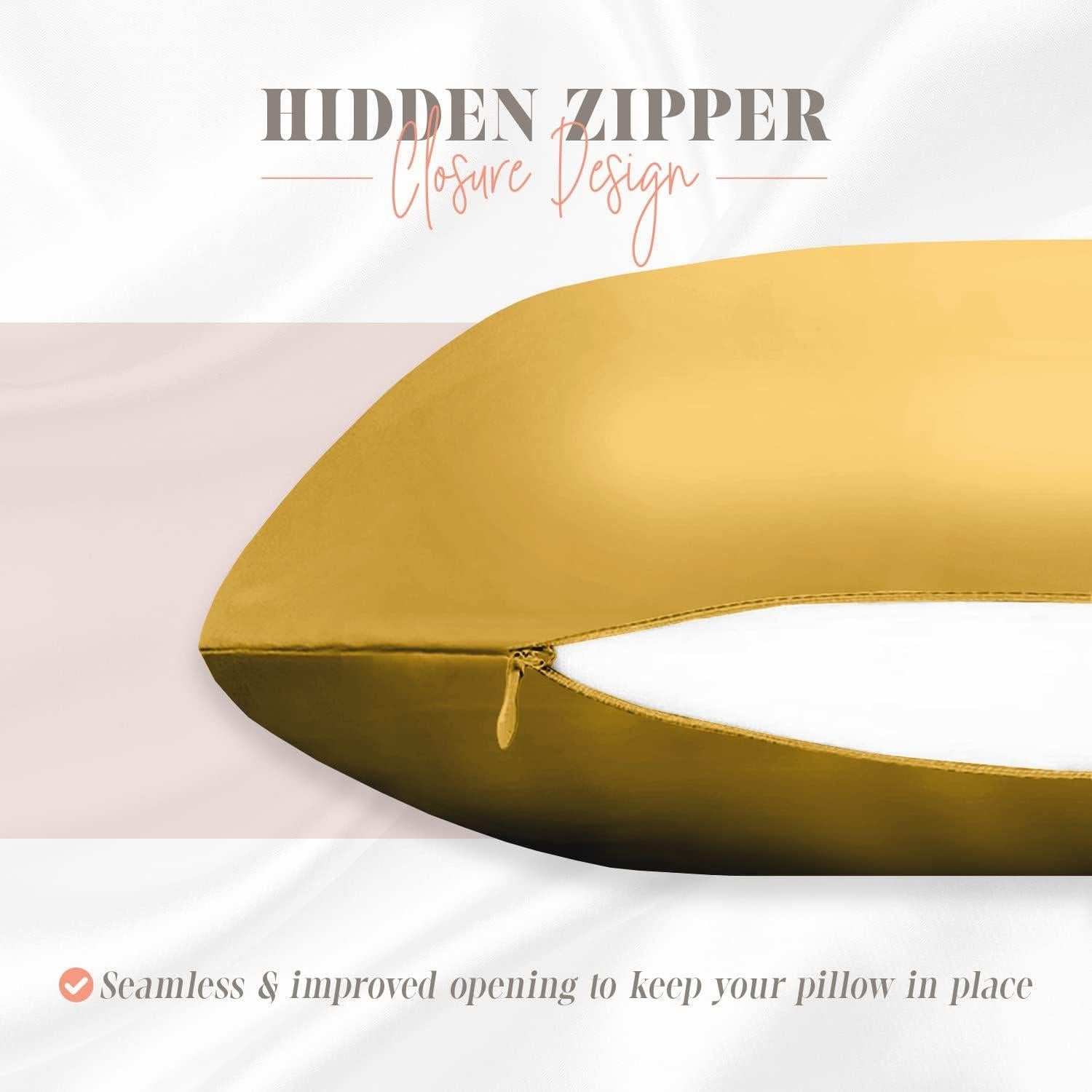 Conjunto de Fundas de Almohada de Satén Elegante 2 Piezas Dorado