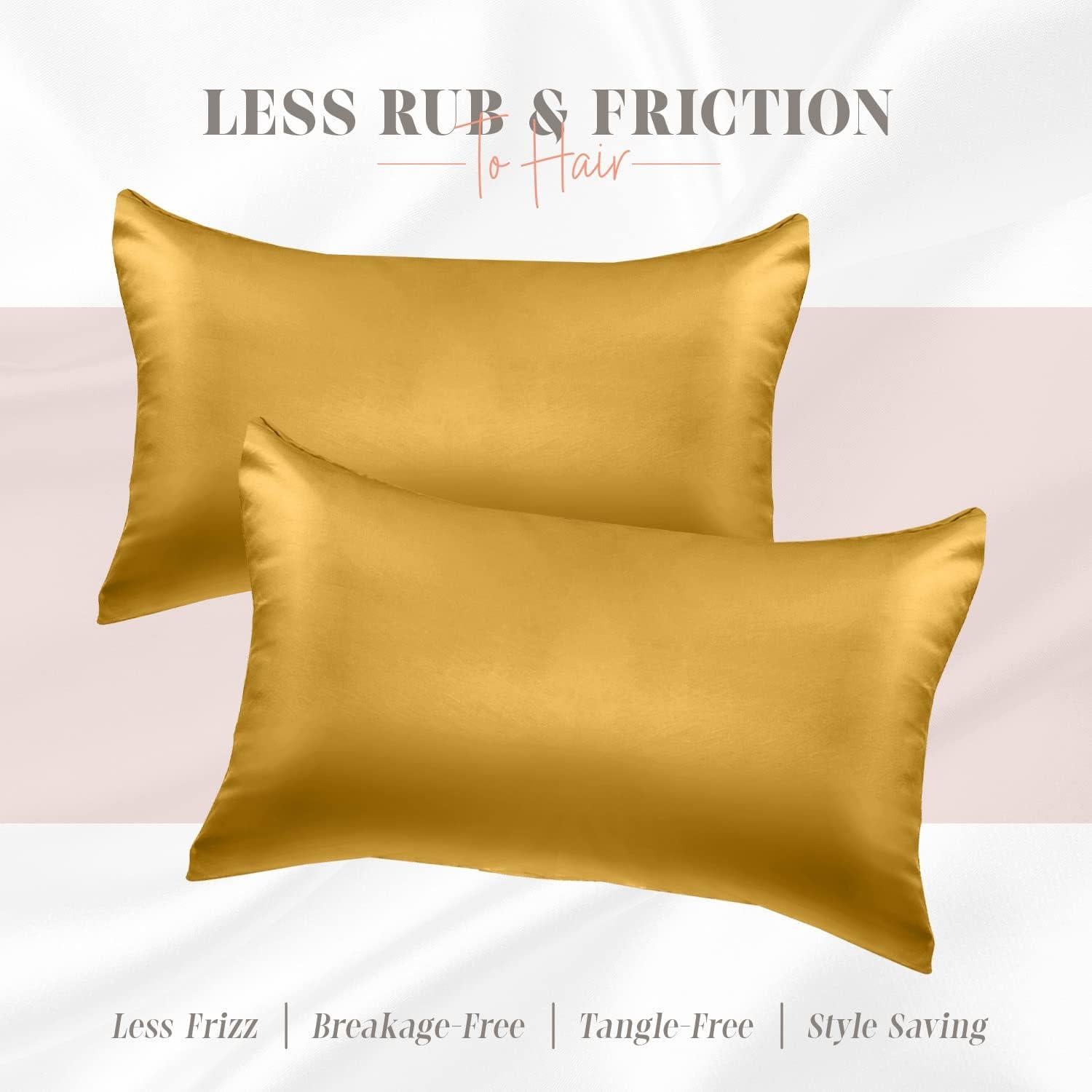 Conjunto de Fundas de Almohada de Satén Elegante 2 Piezas Dorado